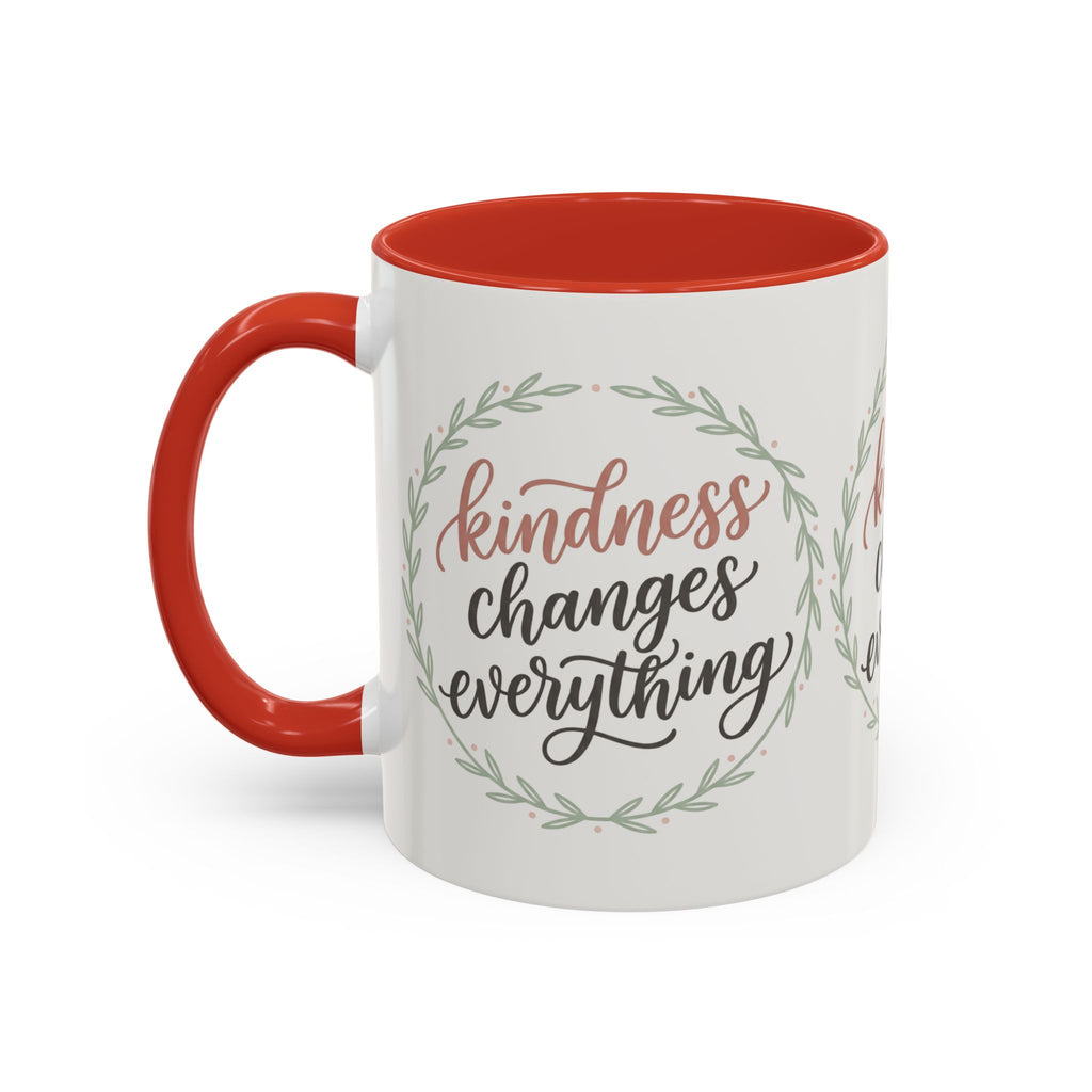 Kindness Changes Everything Accent Coffee Mug | Inspirational Ceramic Mug | Faith Freedom Creations