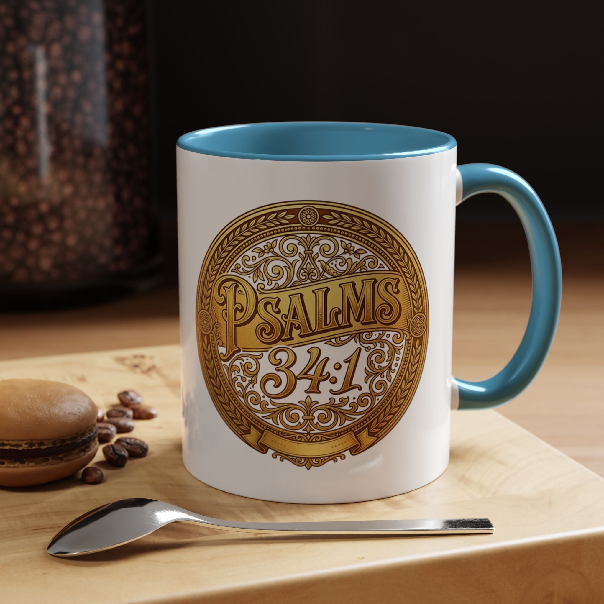 Psalm 34:1 Coffee Mug | Christian Scripture Accent Mug | Inspirational Faith Gift