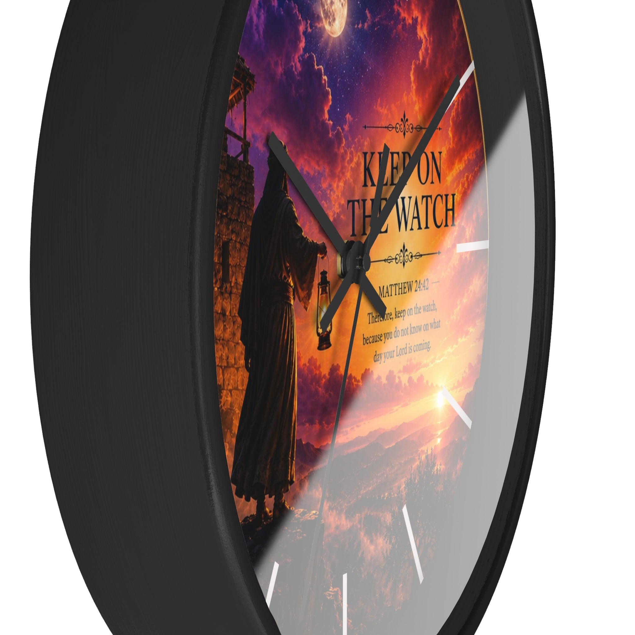 Keep On The Watch Wall Clock | Matthew 24:42 Christian Scripture Clock | Inspirational Faith Decor