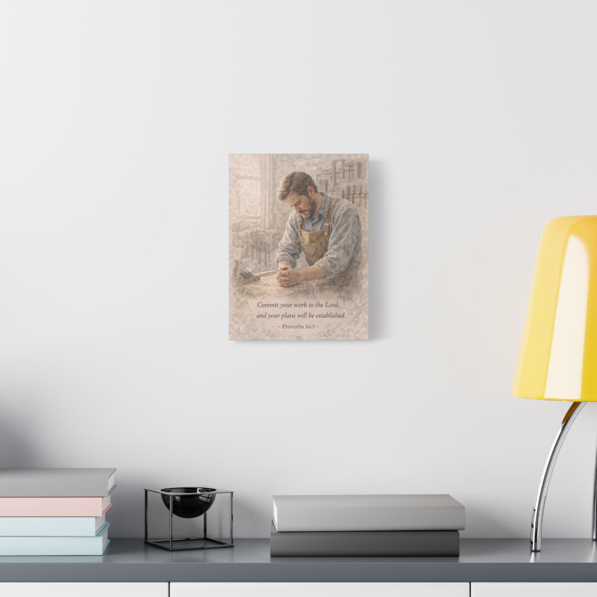 Commit Your Work to the Lord Canvas — Proverbs 16:3 Christian Wall Art