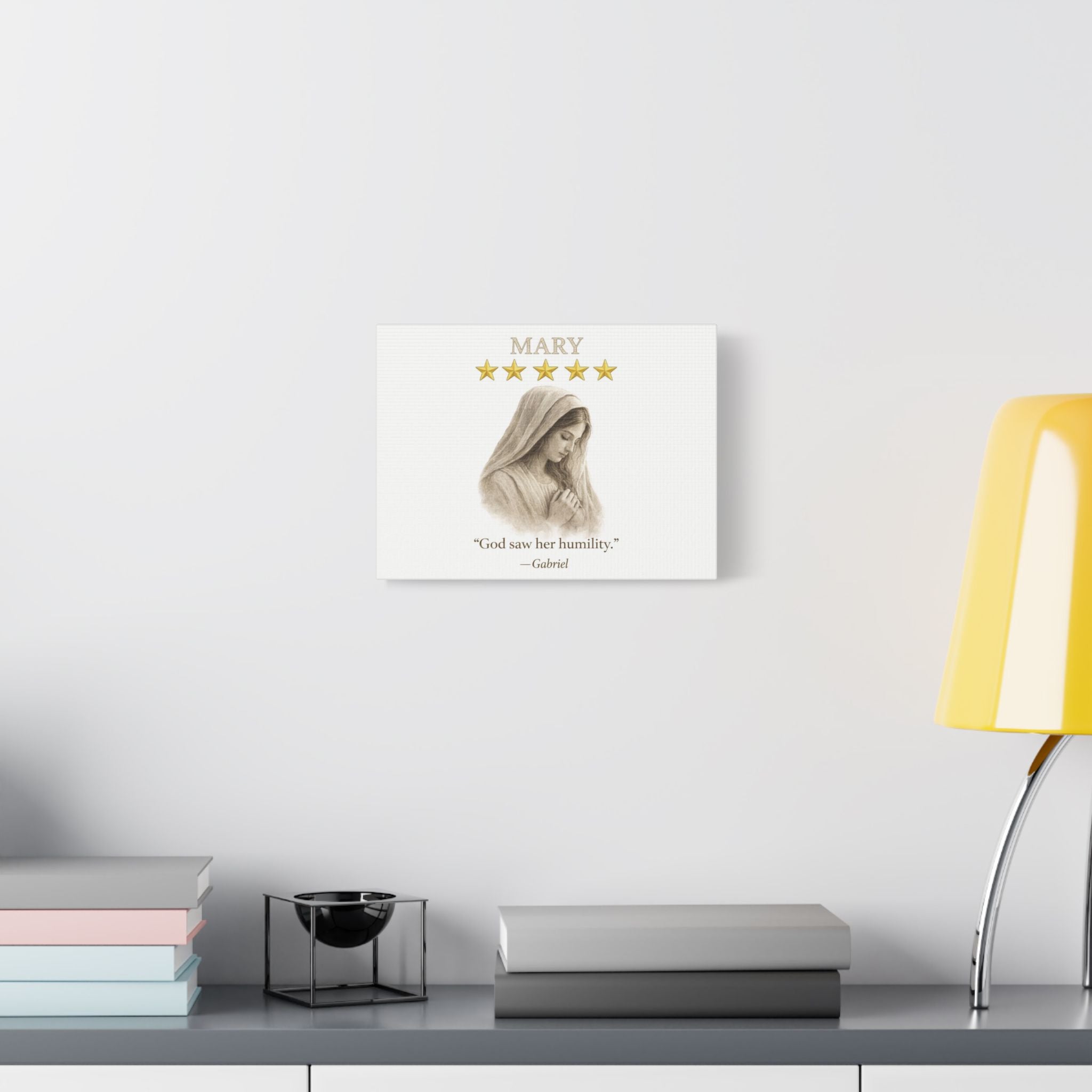 Mary Canvas — “God Saw Her Humility” Scripture Wall Art