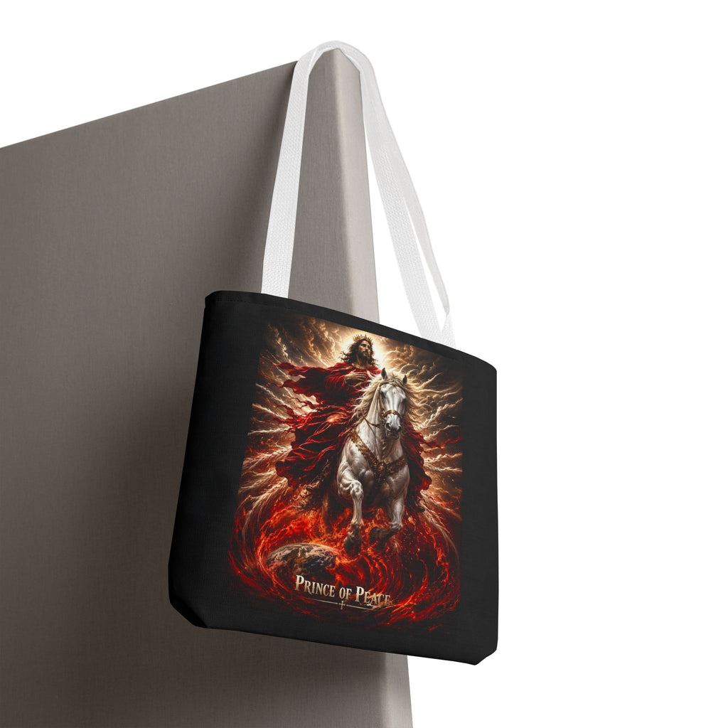 Prince of Peace Tote Bag | Jesus Riding White Horse Christian Tote | Inspirational Faith Carryall
