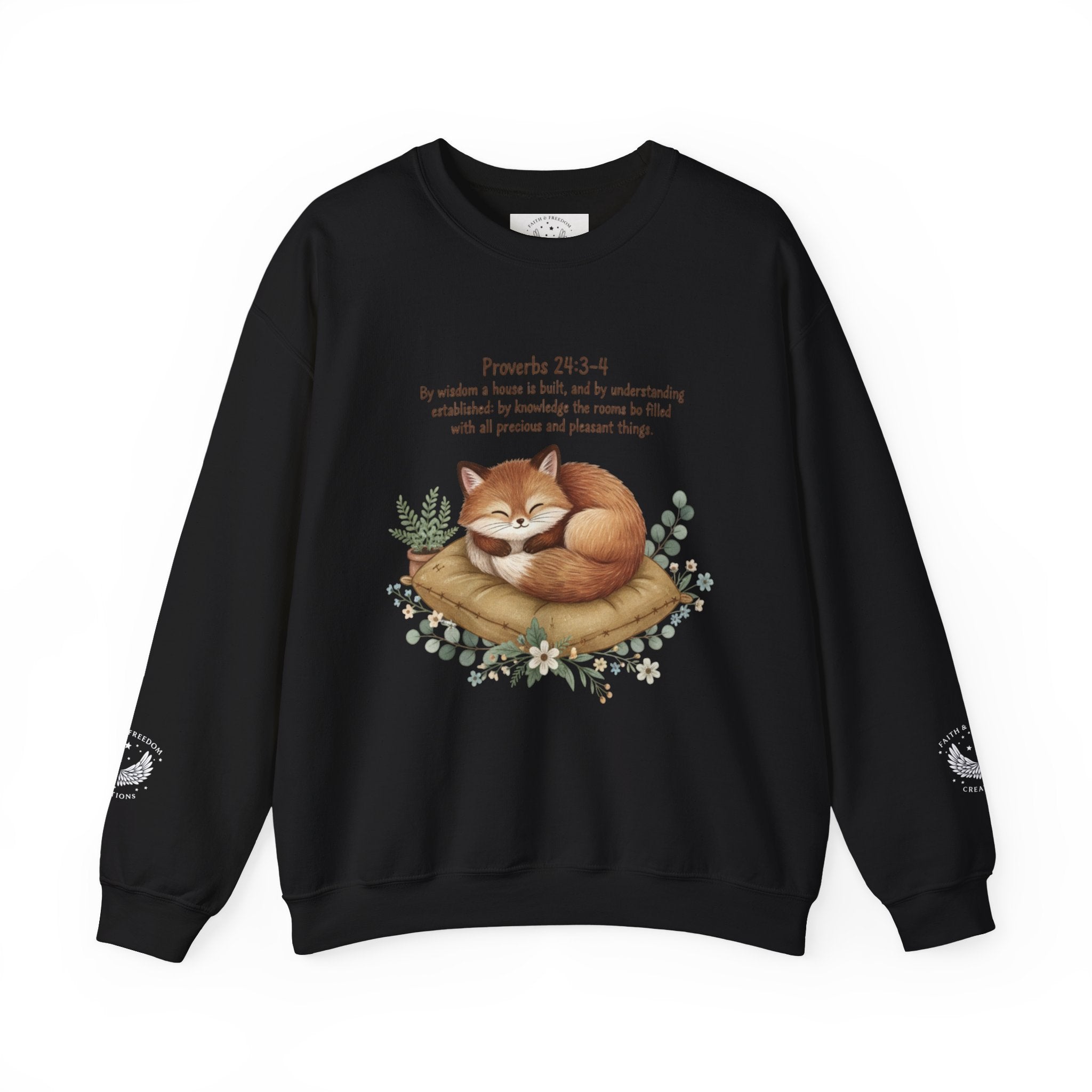Cozy Fox Crewneck Sweatshirt - Woodland Animal Art with scripture |
