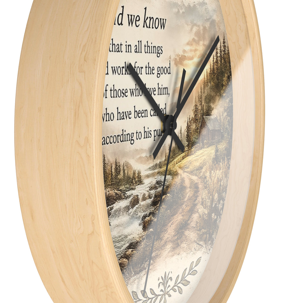 Romans 8:28 Wall Clock | Inspirational Christian Scripture Clock | Rustic Faith Home Decor