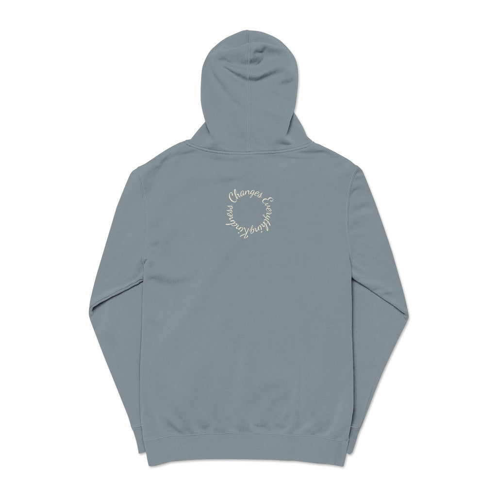 “We Are All Human” Pigment-Dyed Hoodie – Inclusive Comfort Pullover | Inspirational Minimalist Hoodie