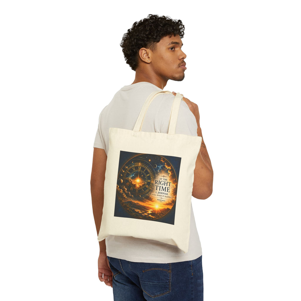 Isaiah 60:22 Tote Bag | At the Right Time Canvas Tote | Inspirational Scripture Carryall