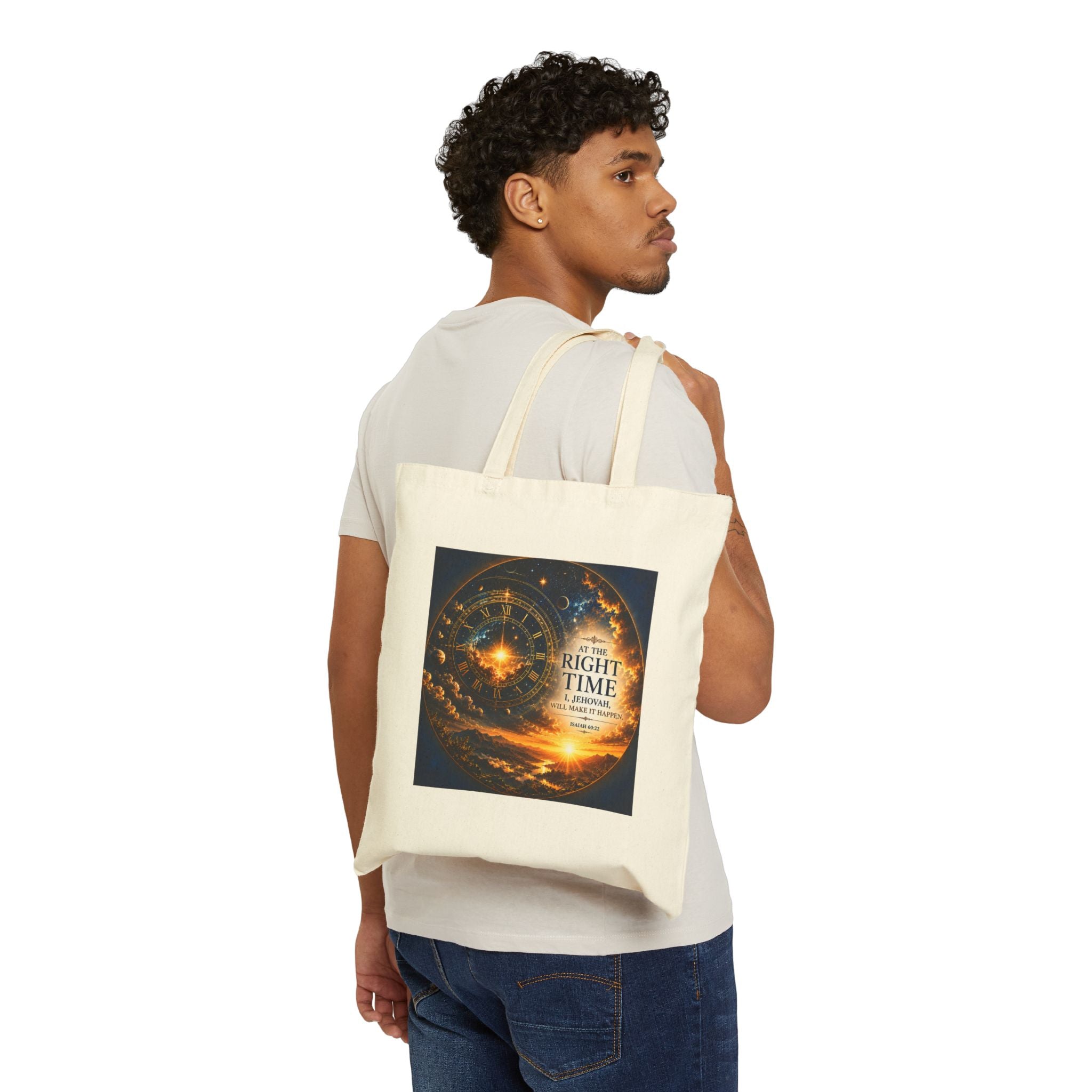 Isaiah 60:22 Tote Bag | At the Right Time Canvas Tote | Inspirational Scripture Carryall