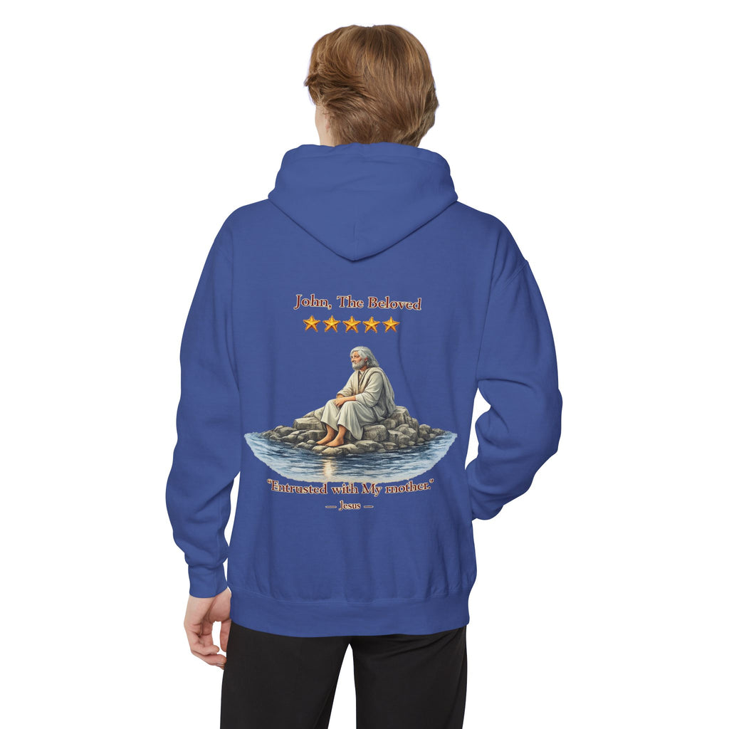 "John The Beloved Review, by Jesus"Hoodie — Illustrated Religious Graphic Pullover-⭐ Five-Star Faith Series⭐
