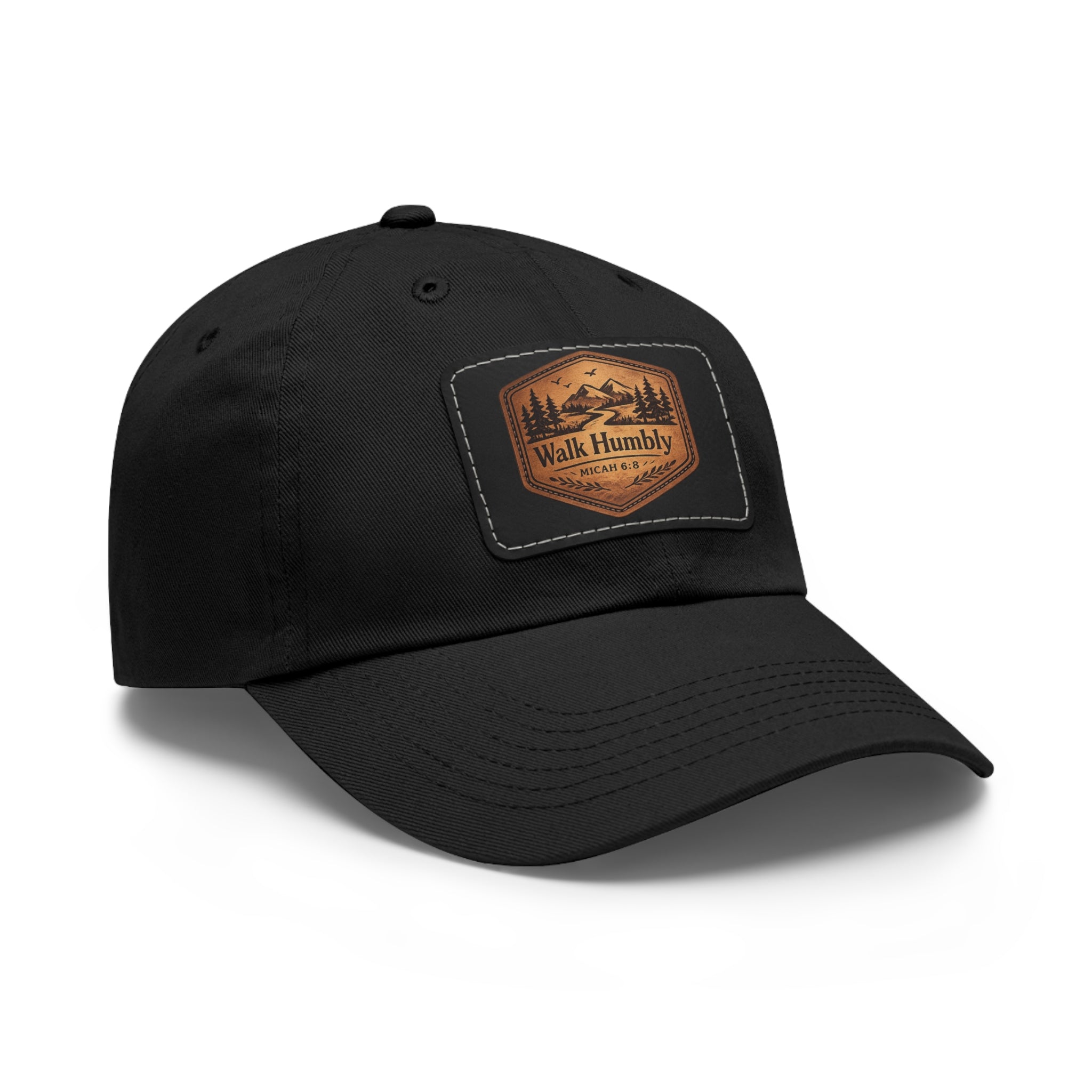 Walk Humbly Leather Patch Dad Hat | Micah 6:8 Christian Outdoor Cap | Faith Freedom Creations