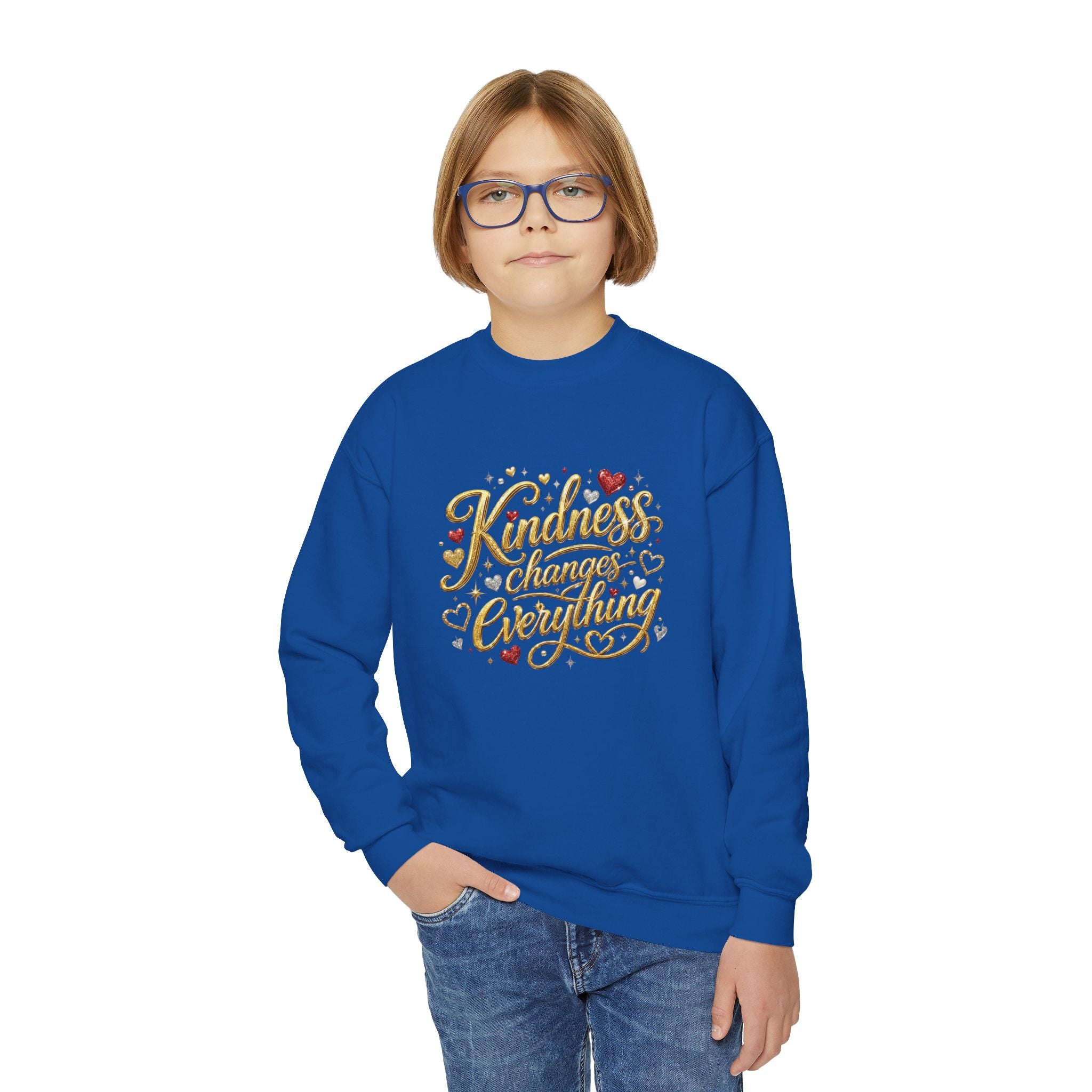 Kindness Changes Everything Youth Crewneck Sweatshirt – Inspirational Kids Pullove