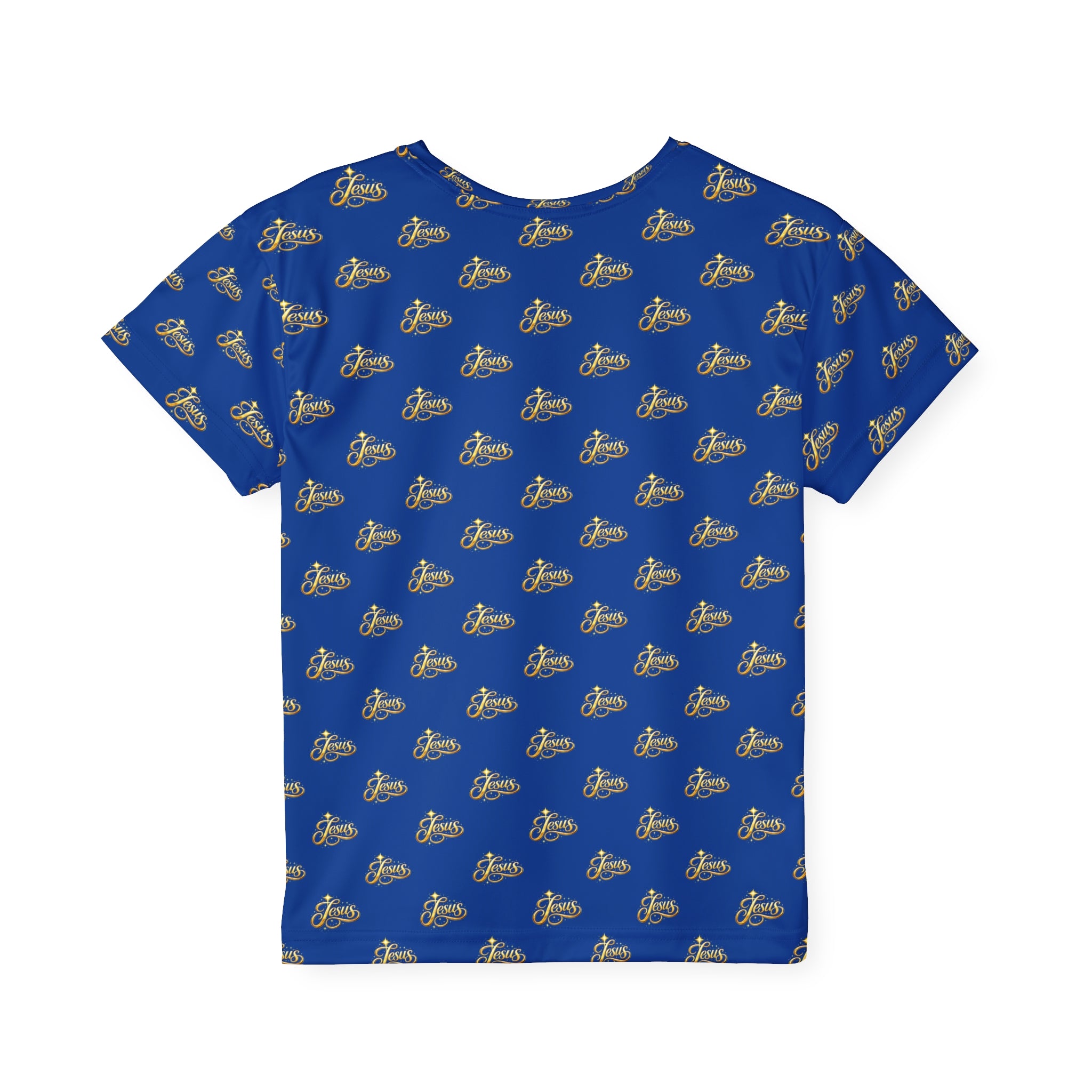 Youth Jesus Sports Jersey – Blue All-Over Print Christian Athletic Shirt | Kids Faith Sportswear