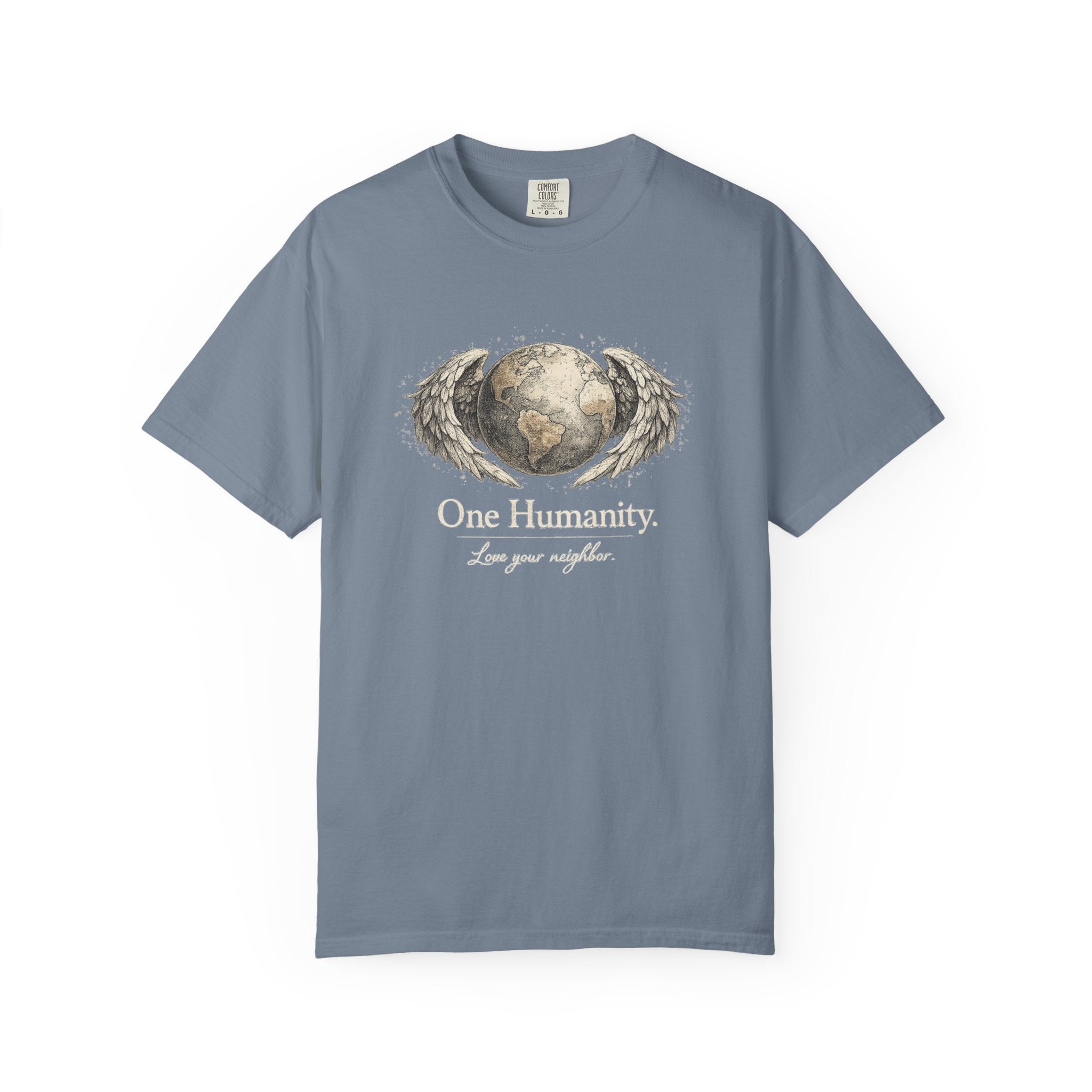 One Humanity T-Shirt – “One Humanity. Love Your Neighbor.” Earth Wings Graphic Tee