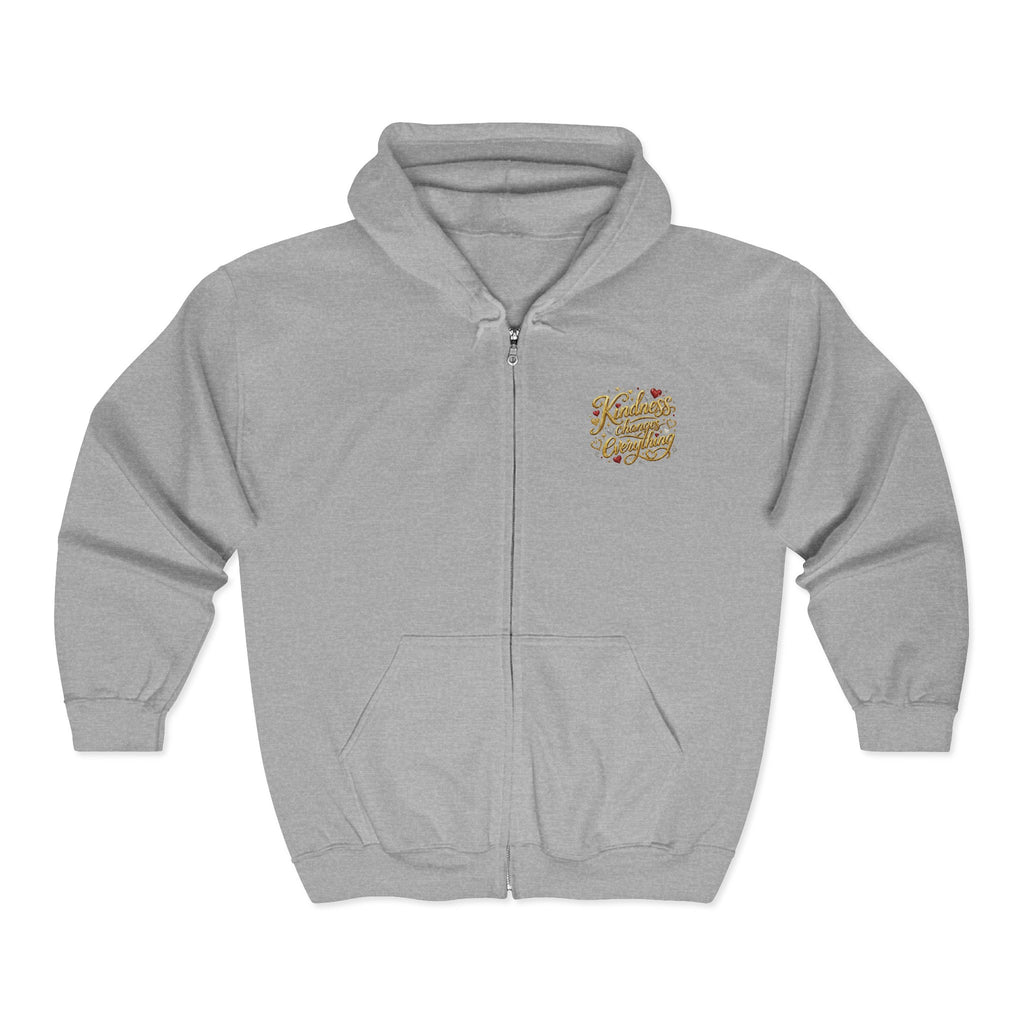 Kindness Changes Everything Zip Hoodie – Inspirational Graphic Full-Zip Sweatshirt