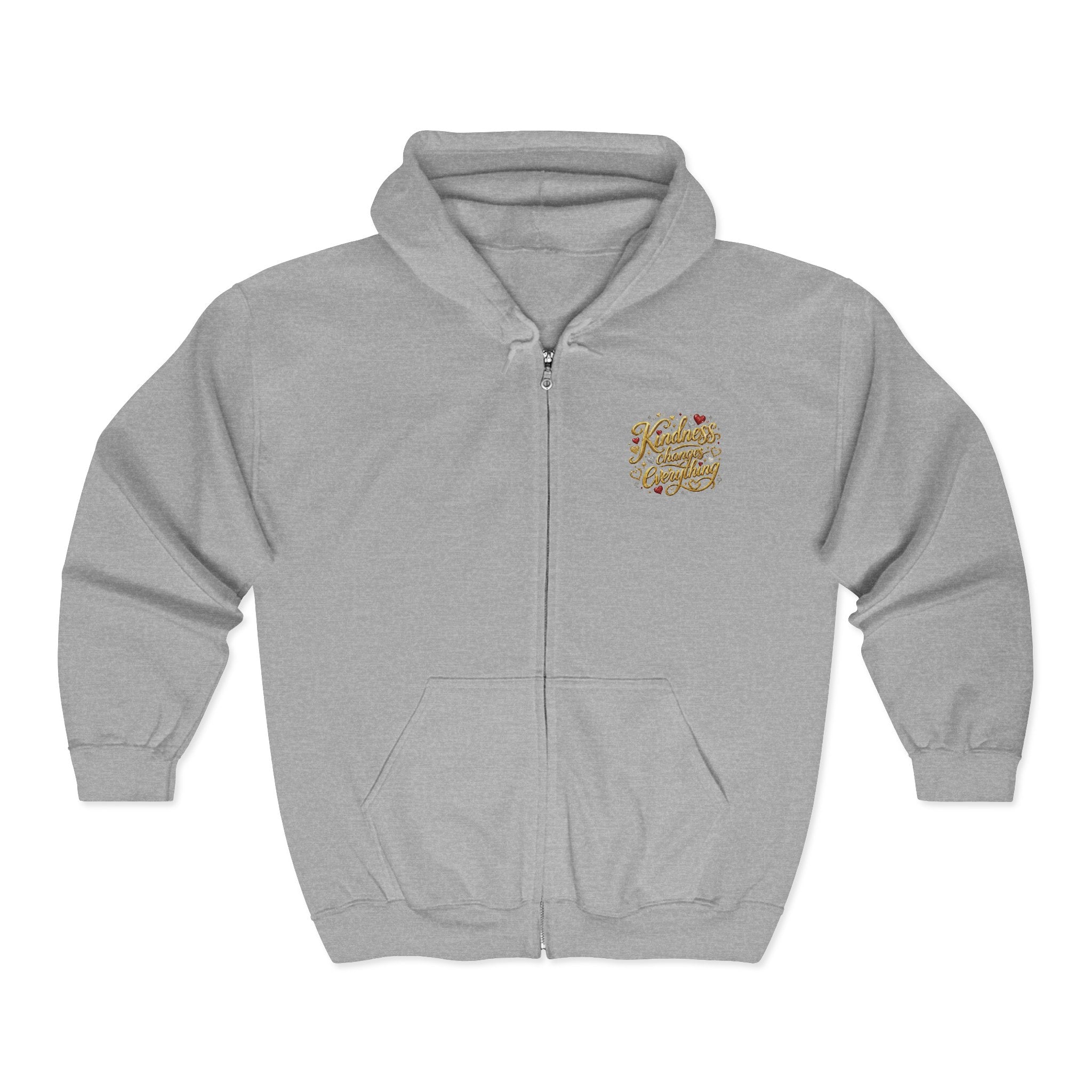 Kindness Changes Everything Zip Hoodie – Inspirational Graphic Full-Zip Sweatshirt