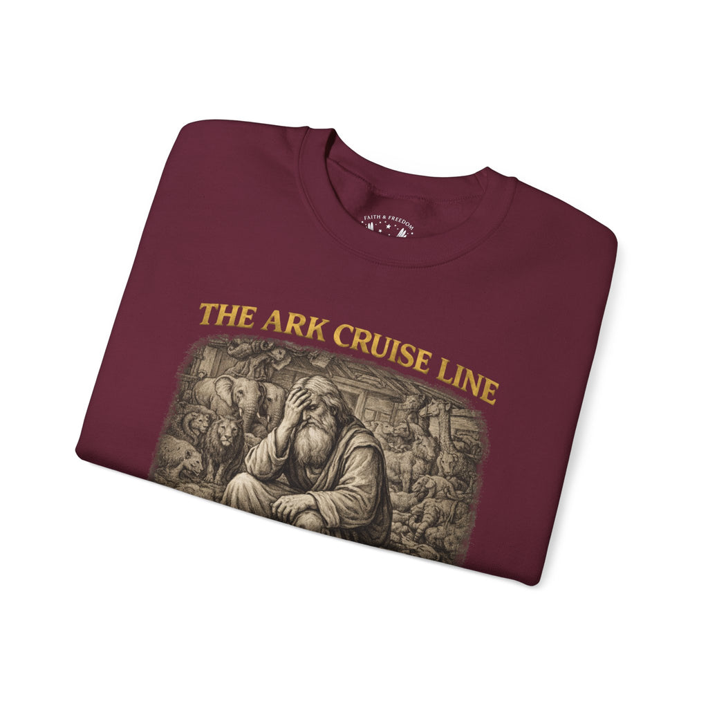 Noah – Crewneck Sweatshirt | “Ark Cruise Liner” Vintage Illustration – Five-Star Faith Series