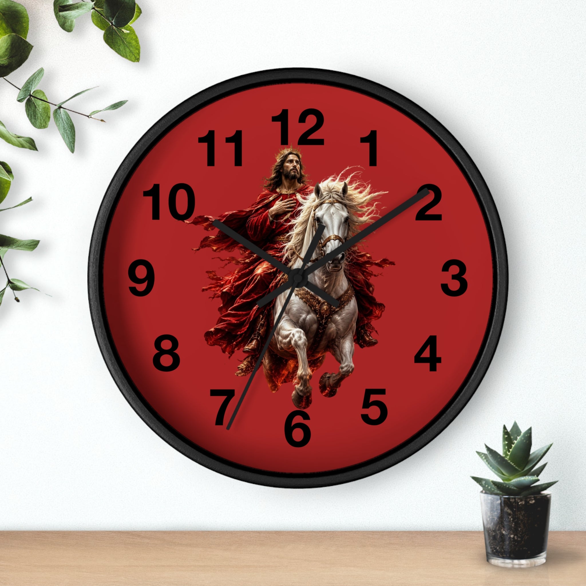 Jesus on White Horse Wall Clock | Christian Biblical Home Decor | Faith Inspired Silent Wall Clock