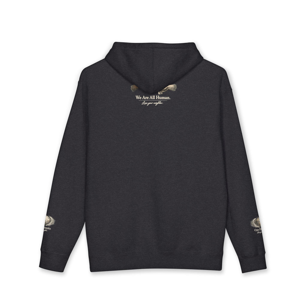 “One Humanity” Hoodie – “Love Your Neighbor” Earth & Wings Graphic Sweatshirt