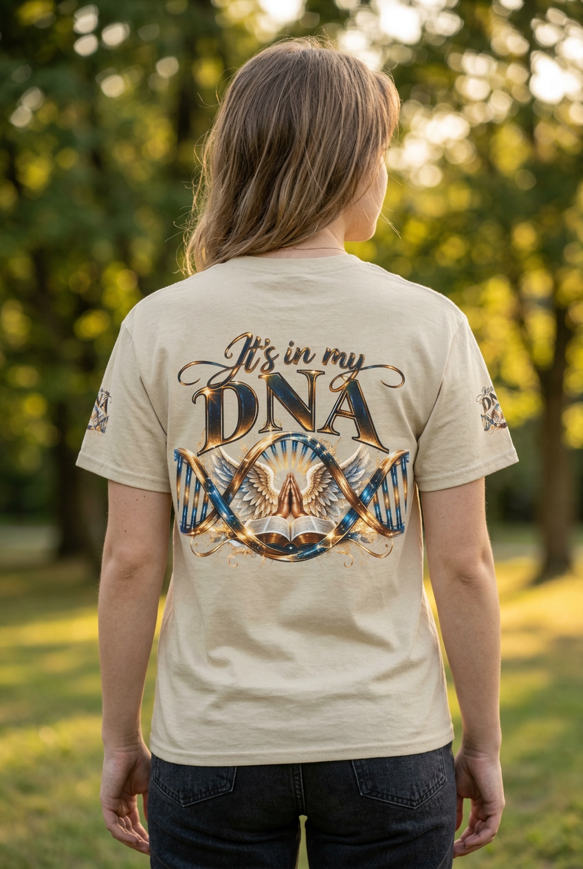 It's in My DNA Christian T-Shirt – Bible, Praying Hands & Angel Wings | Gildan Heavy Cotton Tee | Unisex