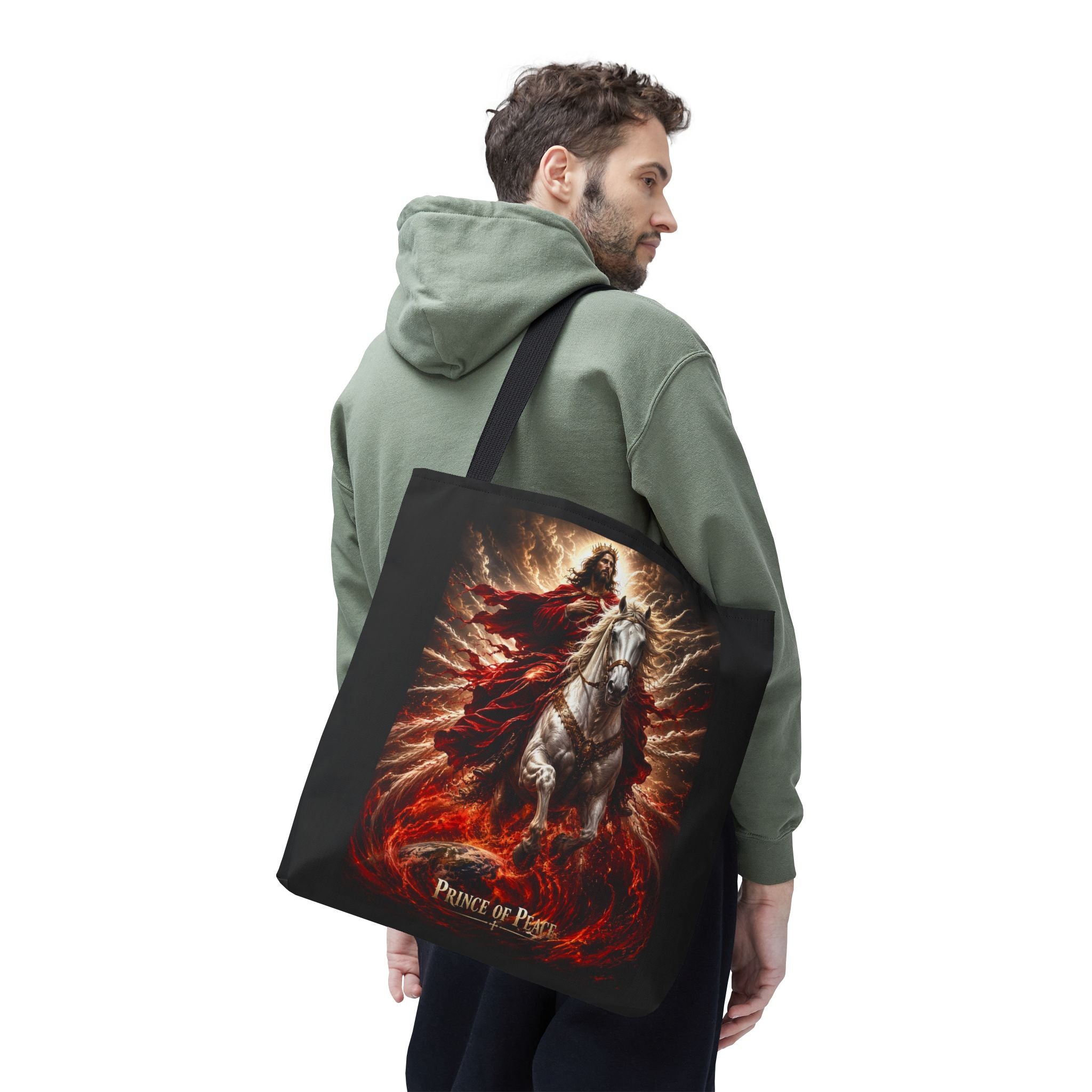 Prince of Peace Tote Bag | Jesus Riding White Horse Christian Tote | Inspirational Faith Carryall