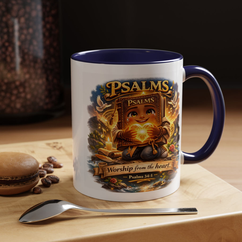 Psalms 34:1 Coffee Mug | Worship From the Heart Mug | Inspirational Christian Accent Mug