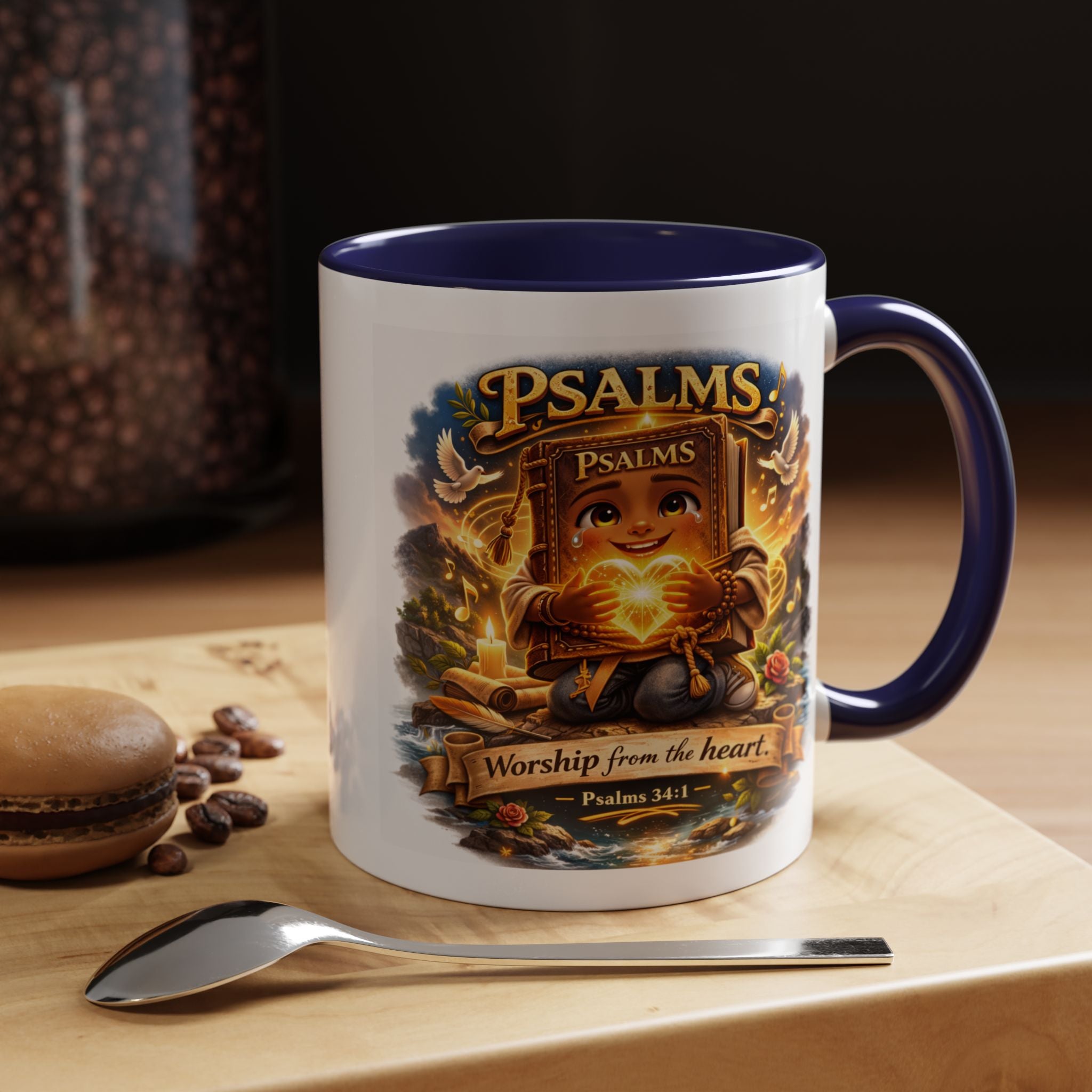 Psalms 34:1 Coffee Mug | Worship From the Heart Mug | Inspirational Christian Accent Mug