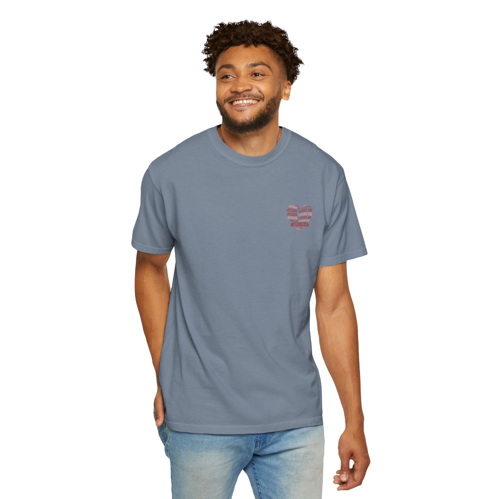 Jesus Loves Me Heart Garment-Dyed T-Shirt – Christian Faith Tee | Vintage Style Inspirational Shirt