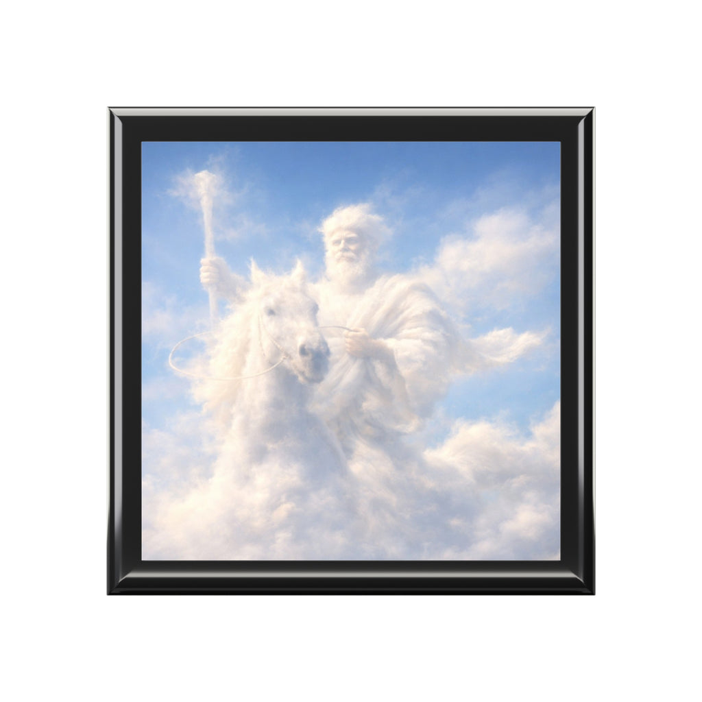 King of Kings - White Horse Jewelry Box with Heavenly Clouds