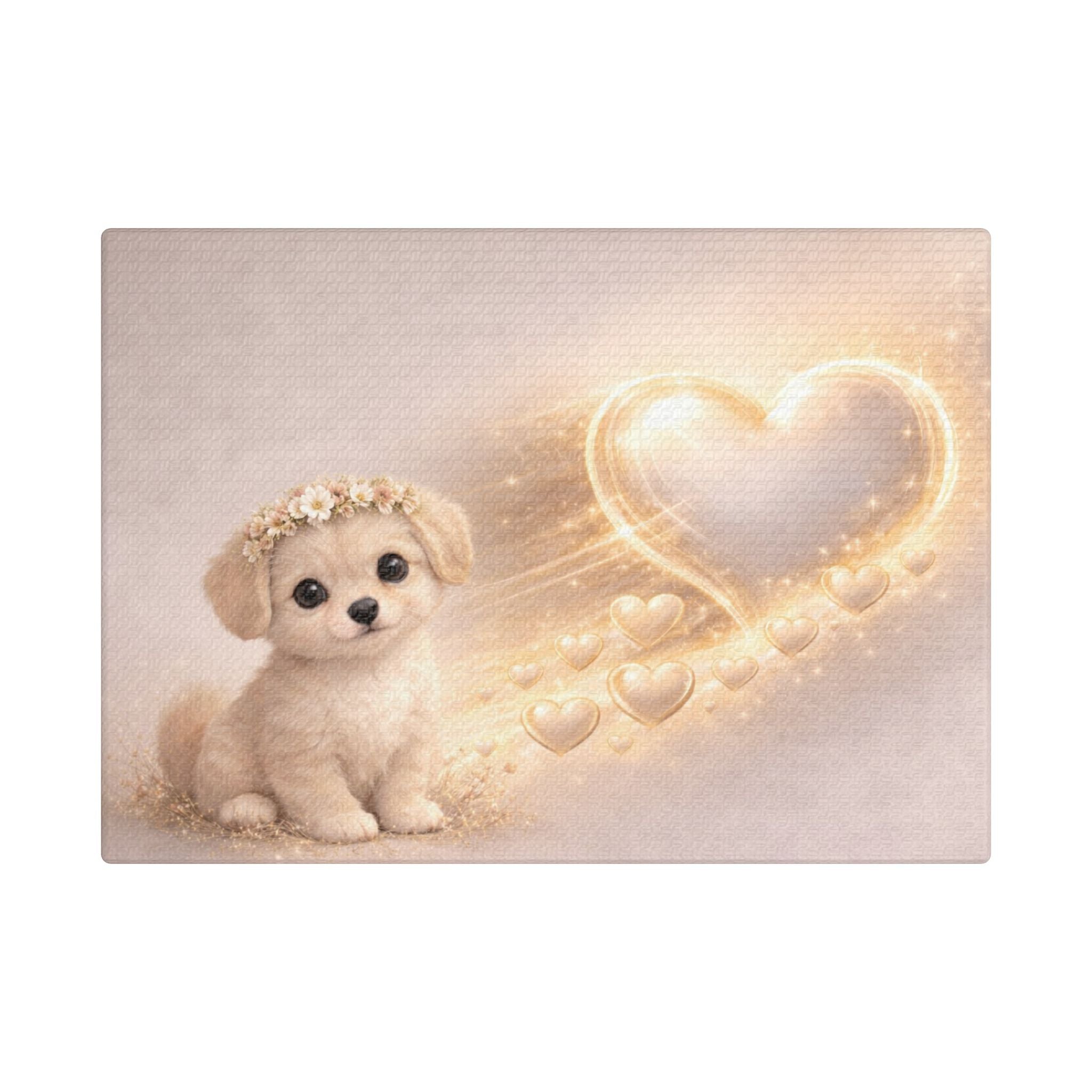 Cute Puppy Canvas — Glowing Heart Nursery Wall Art | Baby Room Decor