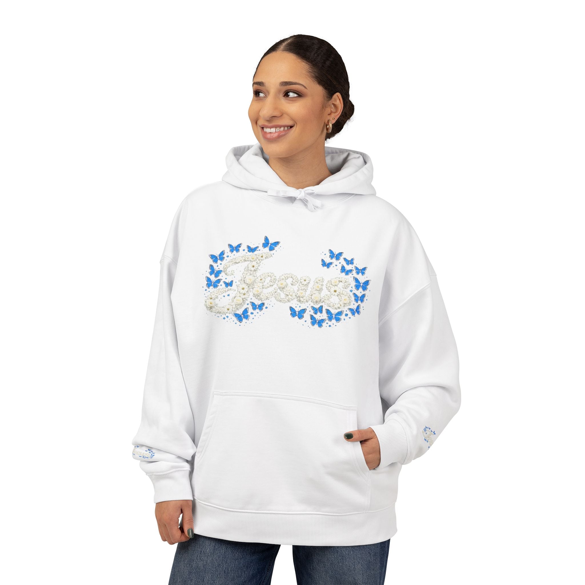 Jesus Floral Hoodie – Christian Faith Organic Pullover | Relaxed Fit Inspirational Hoodie