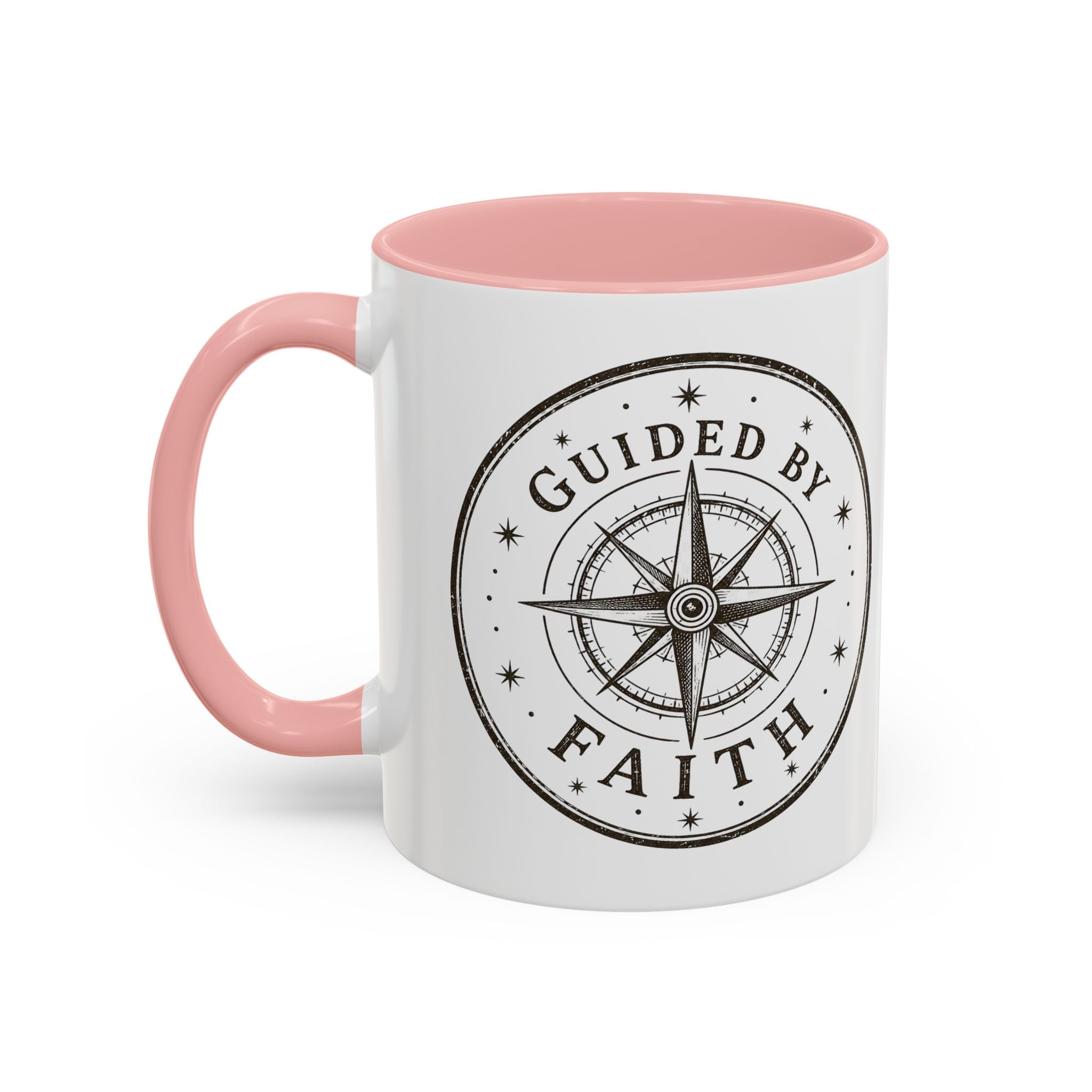 Guided by Faith Compass Coffee Mug | Inspirational Christian Accent Mug | Faith Freedom Creations