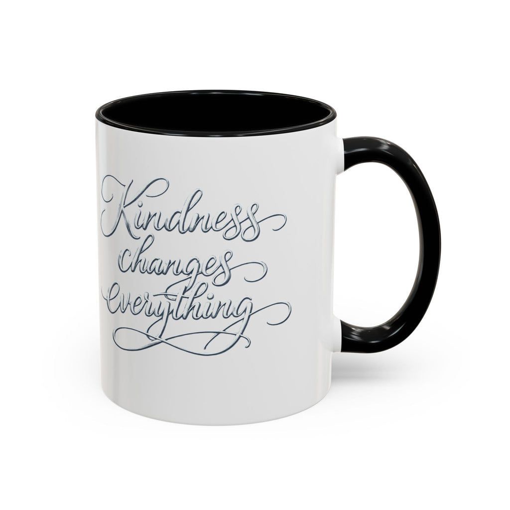 Silver-Kindness Changes Everything Accent Coffee Mug | Inspirational Ceramic Mug | Faith Freedom Creations