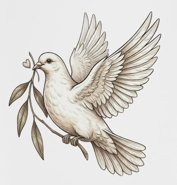 Peace Dove Heart-Shaped Mug | Christian Coffee Mug with Dove & Olive Branch | Inspirational Faith Gift