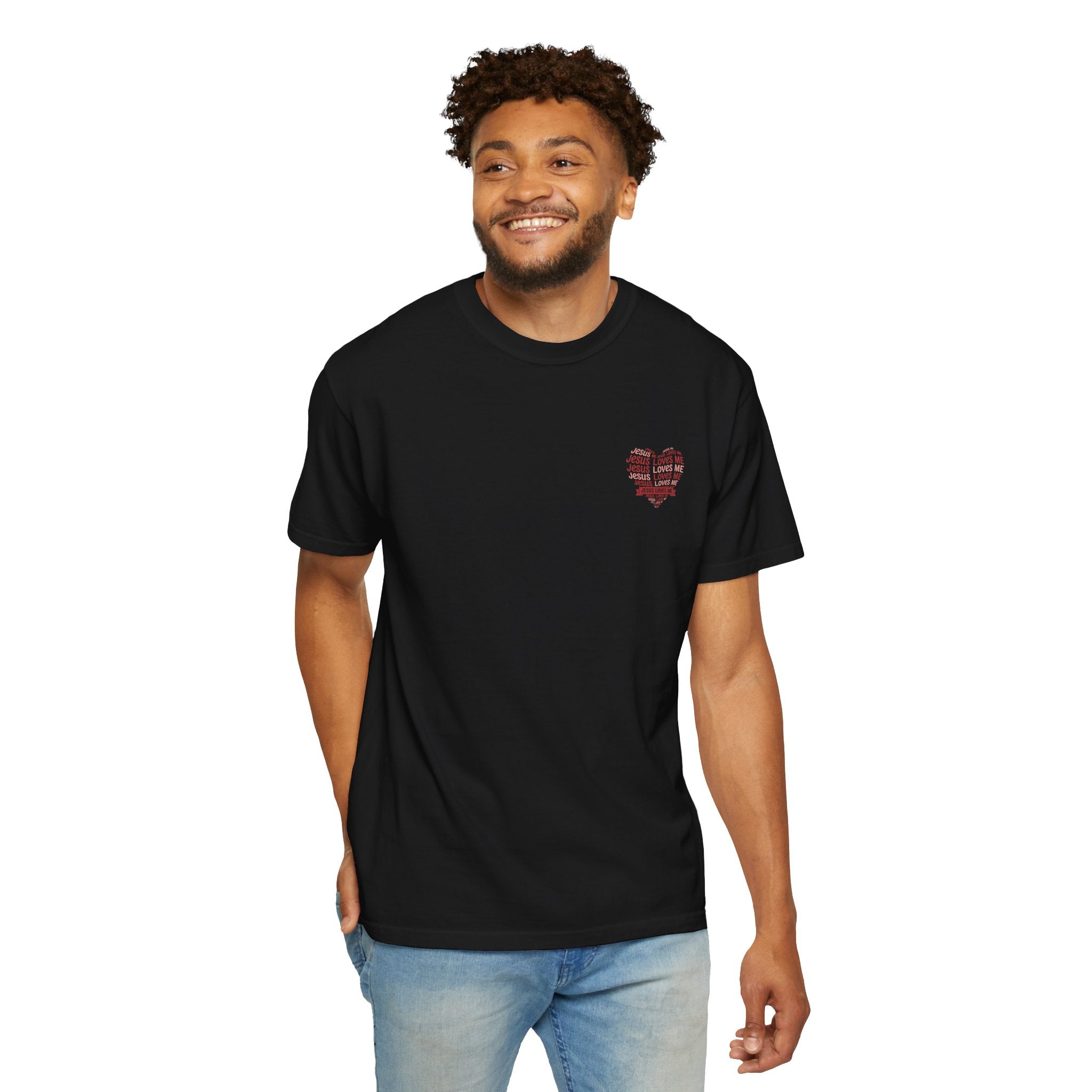 Jesus Loves Me Heart Garment-Dyed T-Shirt – Christian Faith Tee | Vintage Style Inspirational Shirt