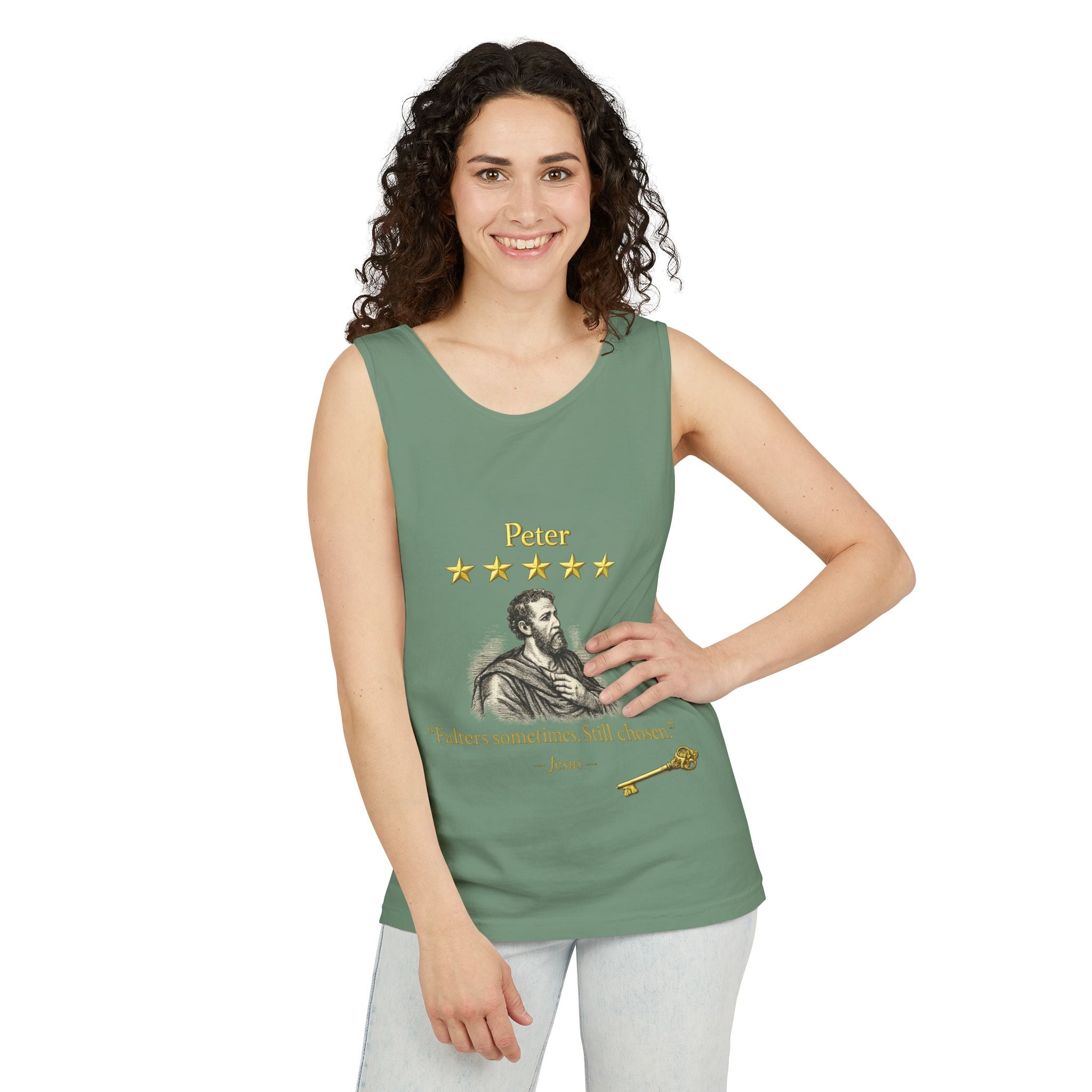 Peter Christian Tank Top — "Falters Sometimes. Still Chosen." Jesus Review-⭐ Five-Star Faith Series⭐