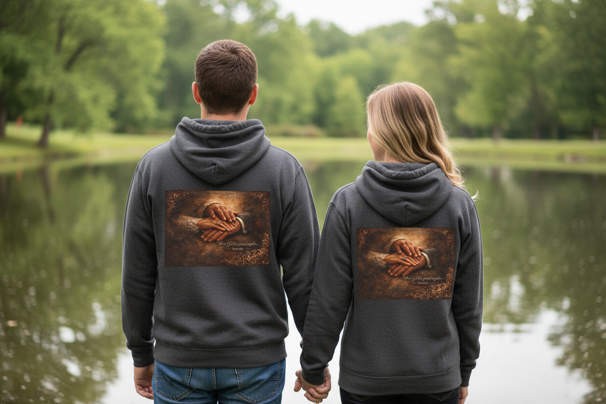 Hold My Hand and Together – Inspirational Prayer Hands Zip Hoodie | Faith Inspired Christian Hoodie