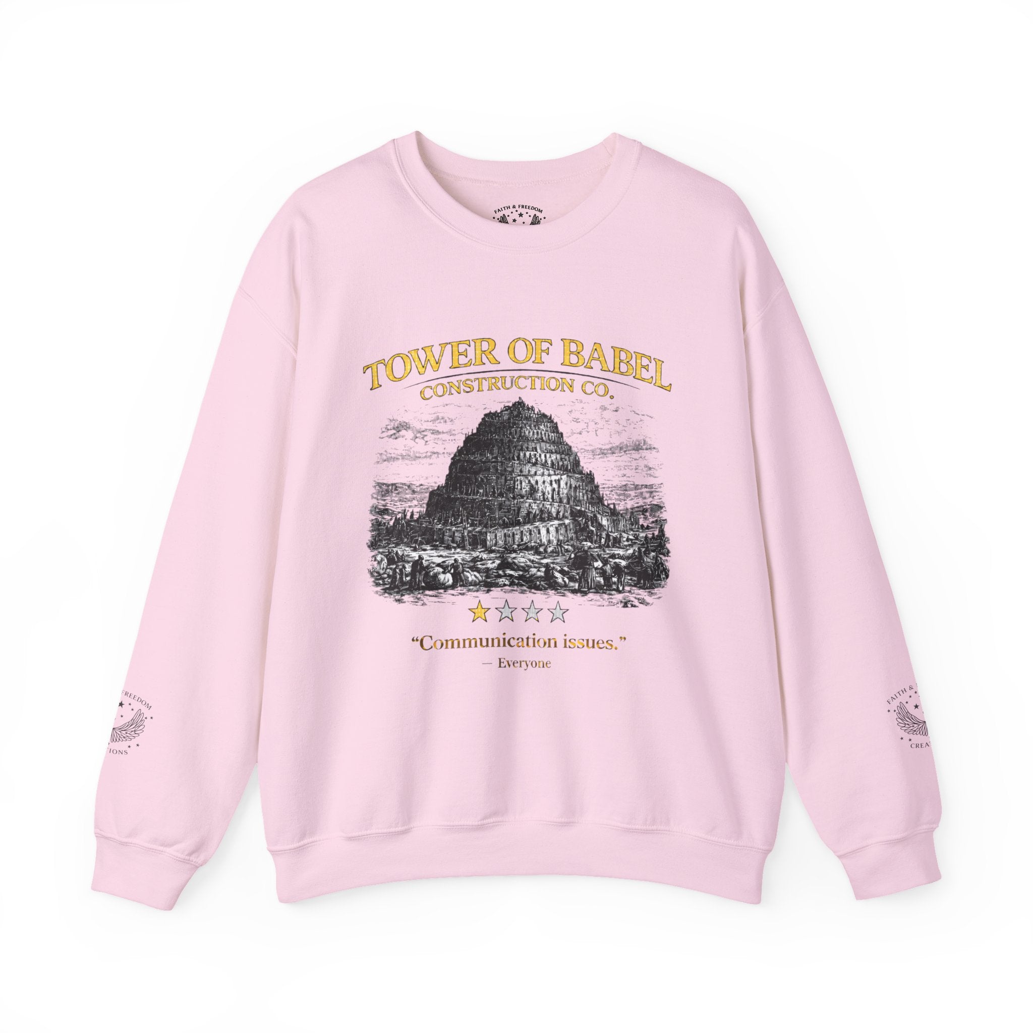 Tower of Babel Crewneck - Vintage Funny Review Graphic Sweatshirt