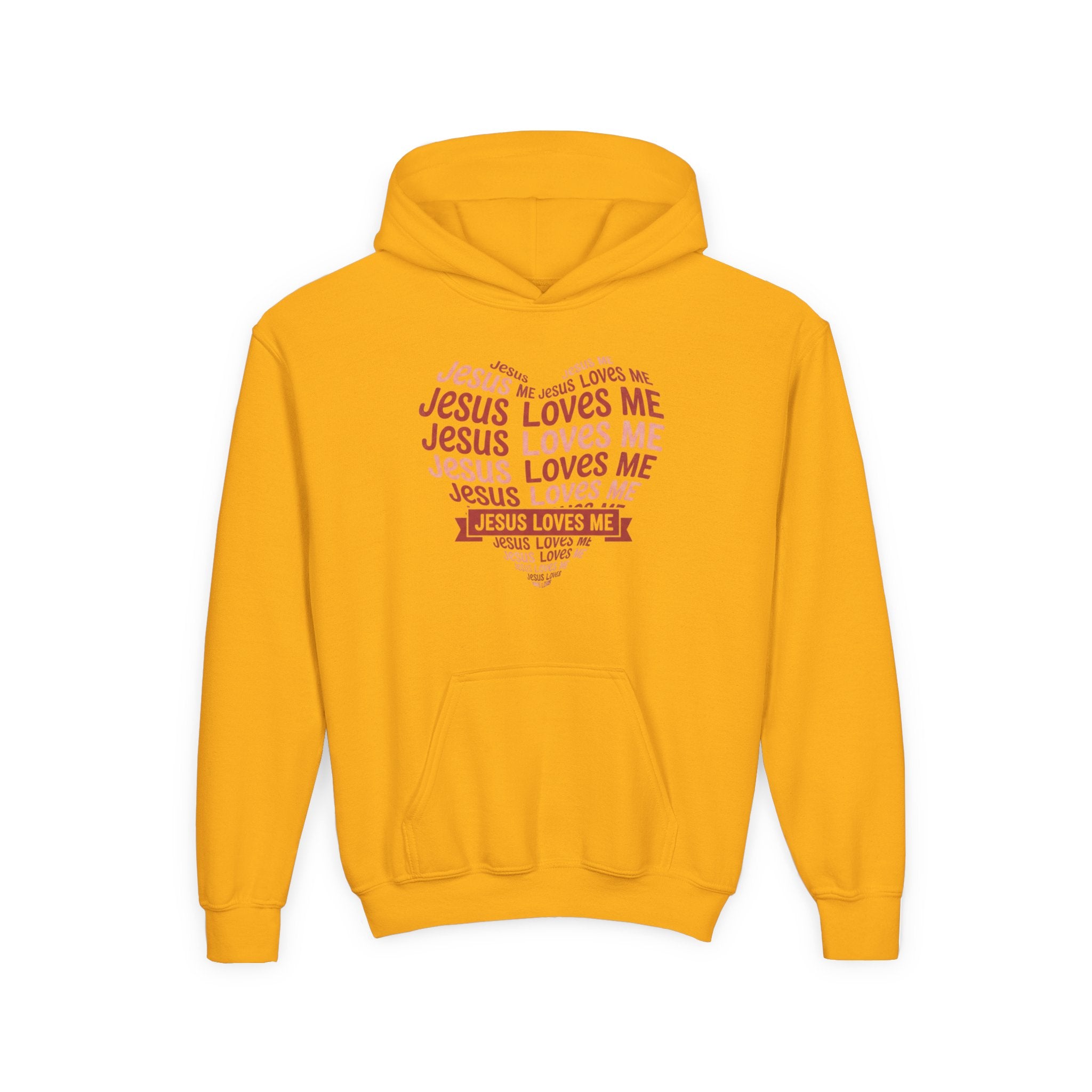 Jesus Loves Me Youth Hoodie – Heart Word Cloud Christian Kids Sweatshirt | Faith Inspired Kids Apparel