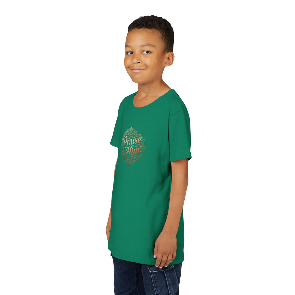 Praise Him Psalms 34:1 Youth T-Shirt | Christian Kids Faith Tee | Inspirational Youth Apparel