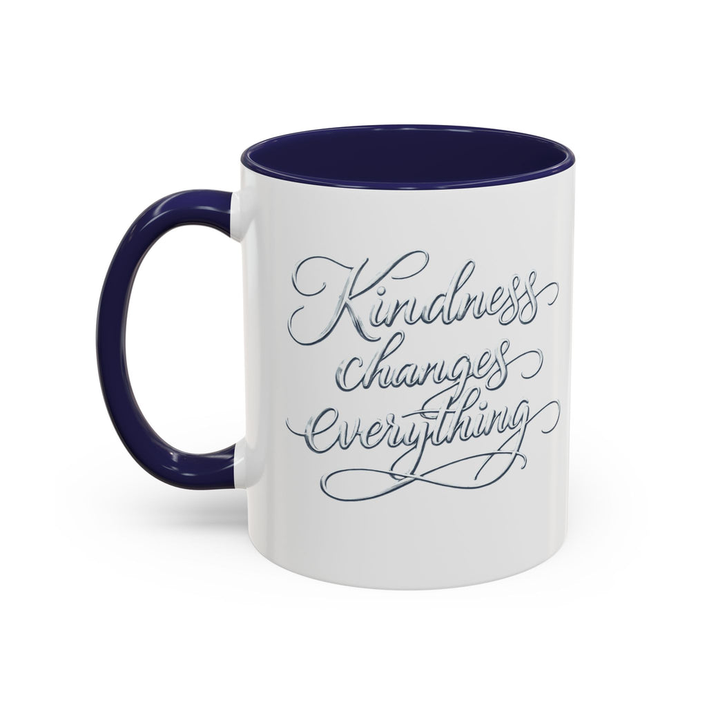 Silver-Kindness Changes Everything Accent Coffee Mug | Inspirational Ceramic Mug | Faith Freedom Creations