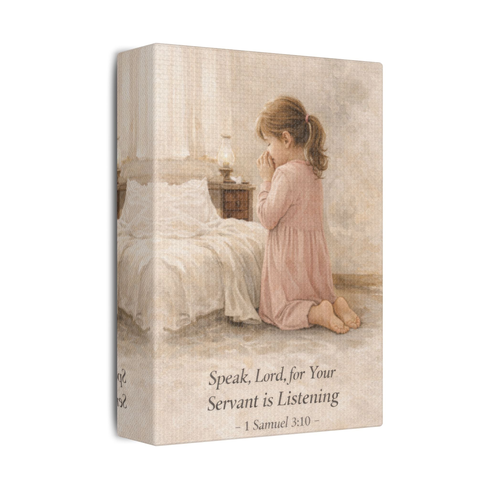 Speak, Lord Canvas — Prayerful Girl, 1 Samuel 3:10 Christian Art