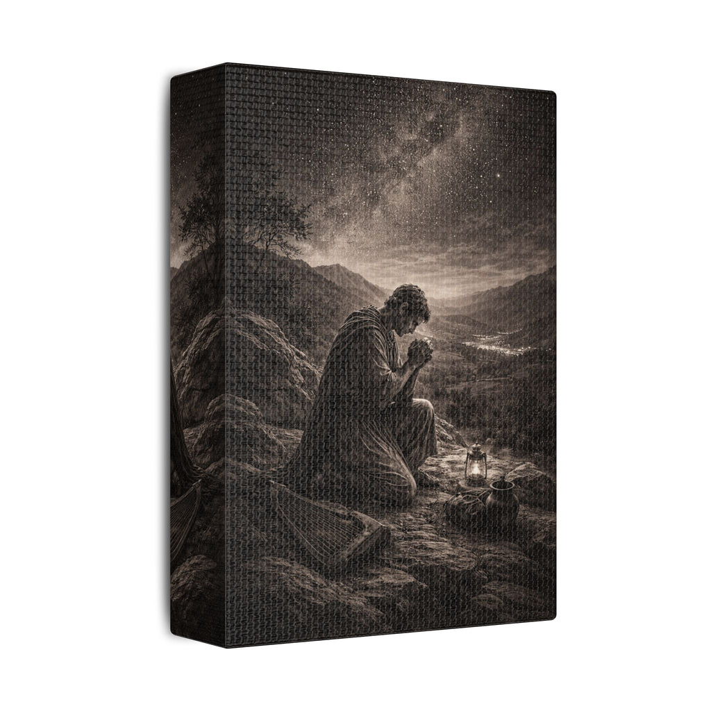 David Prays at Dusk Canvas — Biblical Wall Art | Christian Scripture Canvas