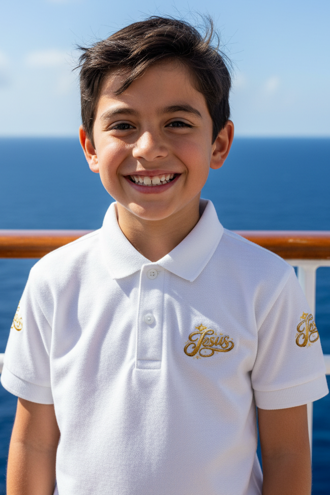 Kids Jesus Gold Nugget Polo – Youth Christian Faith Shirt | Church & Dress Casual Polo