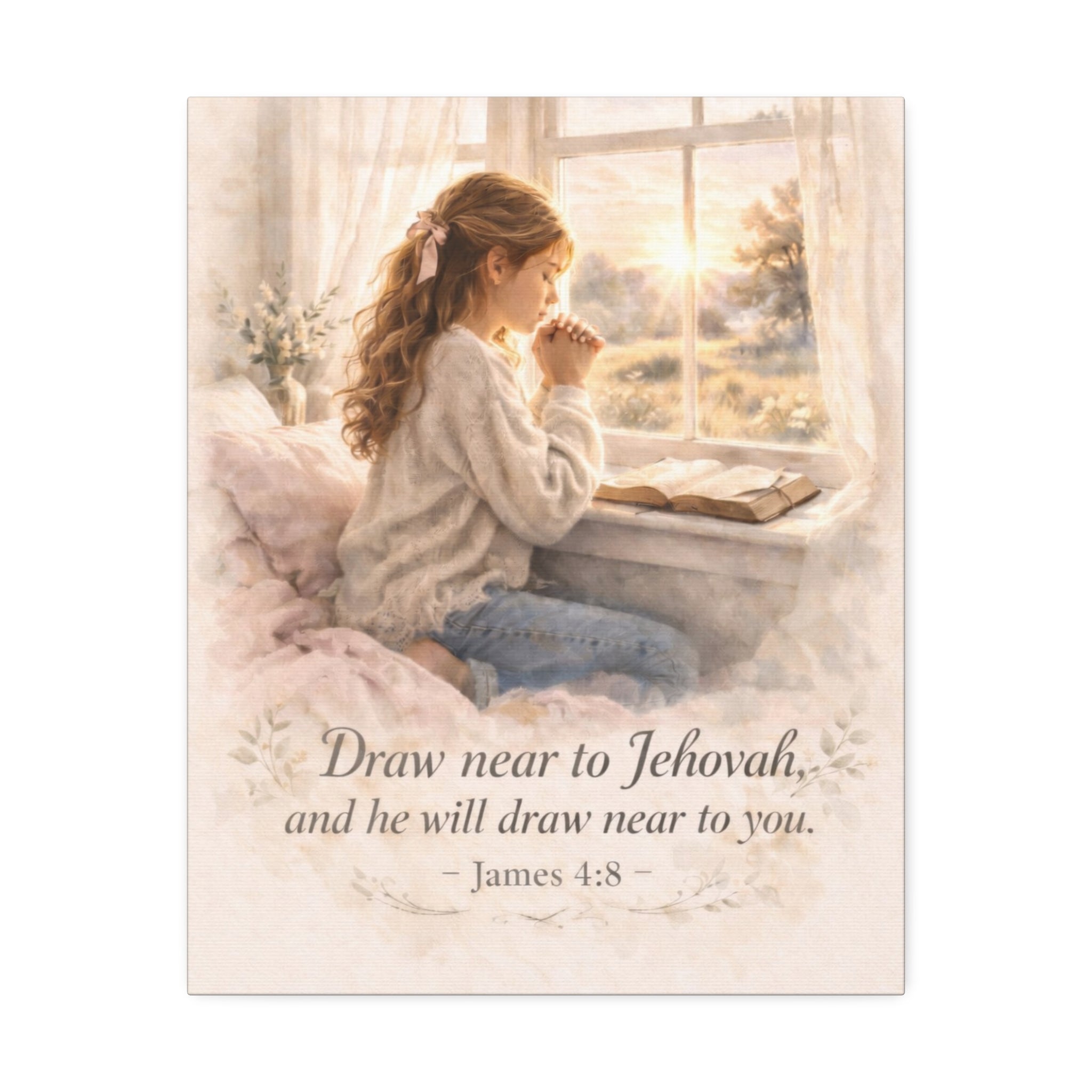 Draw Near to God Canvas Print – Christian Prayer Wall Art | James 4:8 Scripture