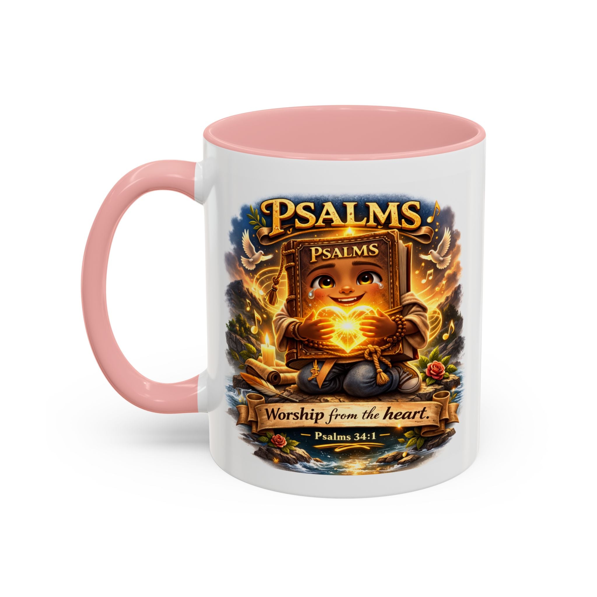 Psalms 34:1 Coffee Mug | Worship From the Heart Mug | Inspirational Christian Accent Mug