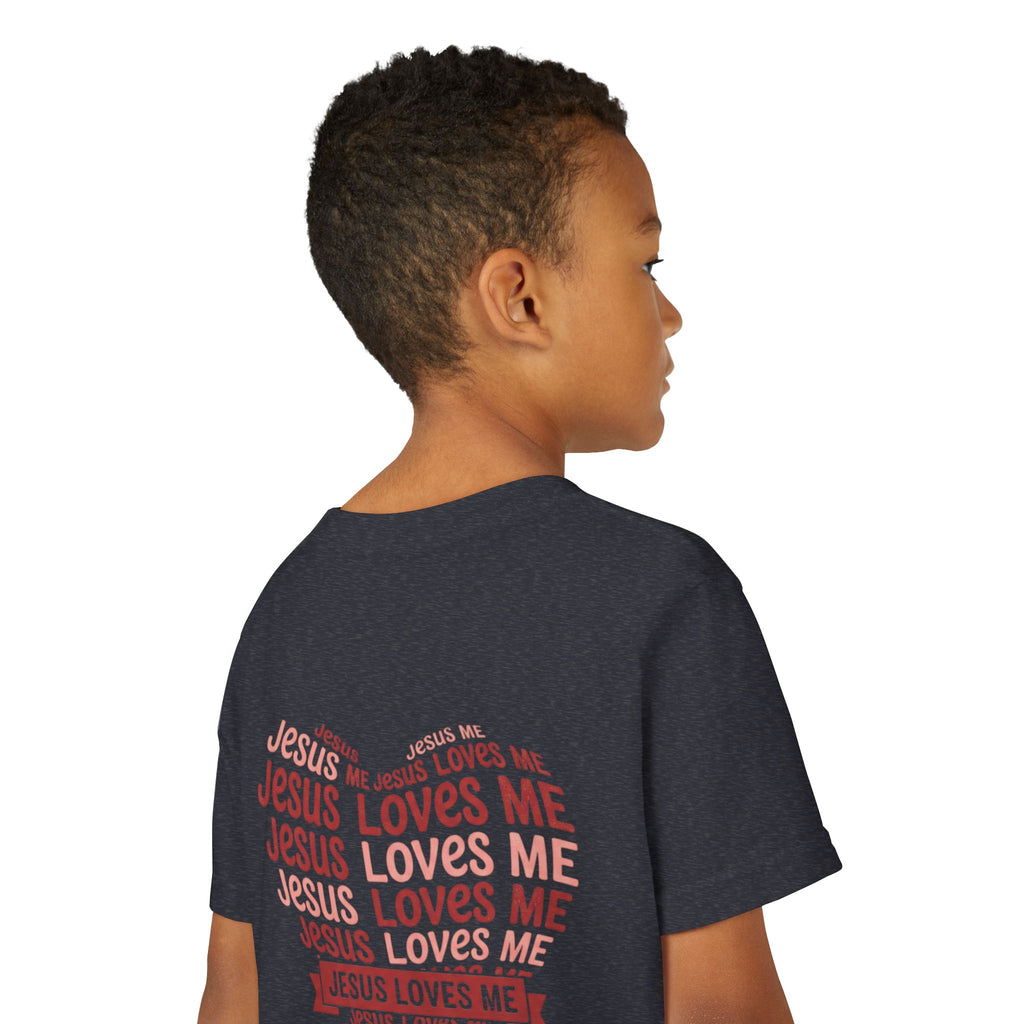 Jesus Loves Me Youth T-Shirt – Heart Word Cloud Christian Kids Tee | Faith Inspired Youth Shirt