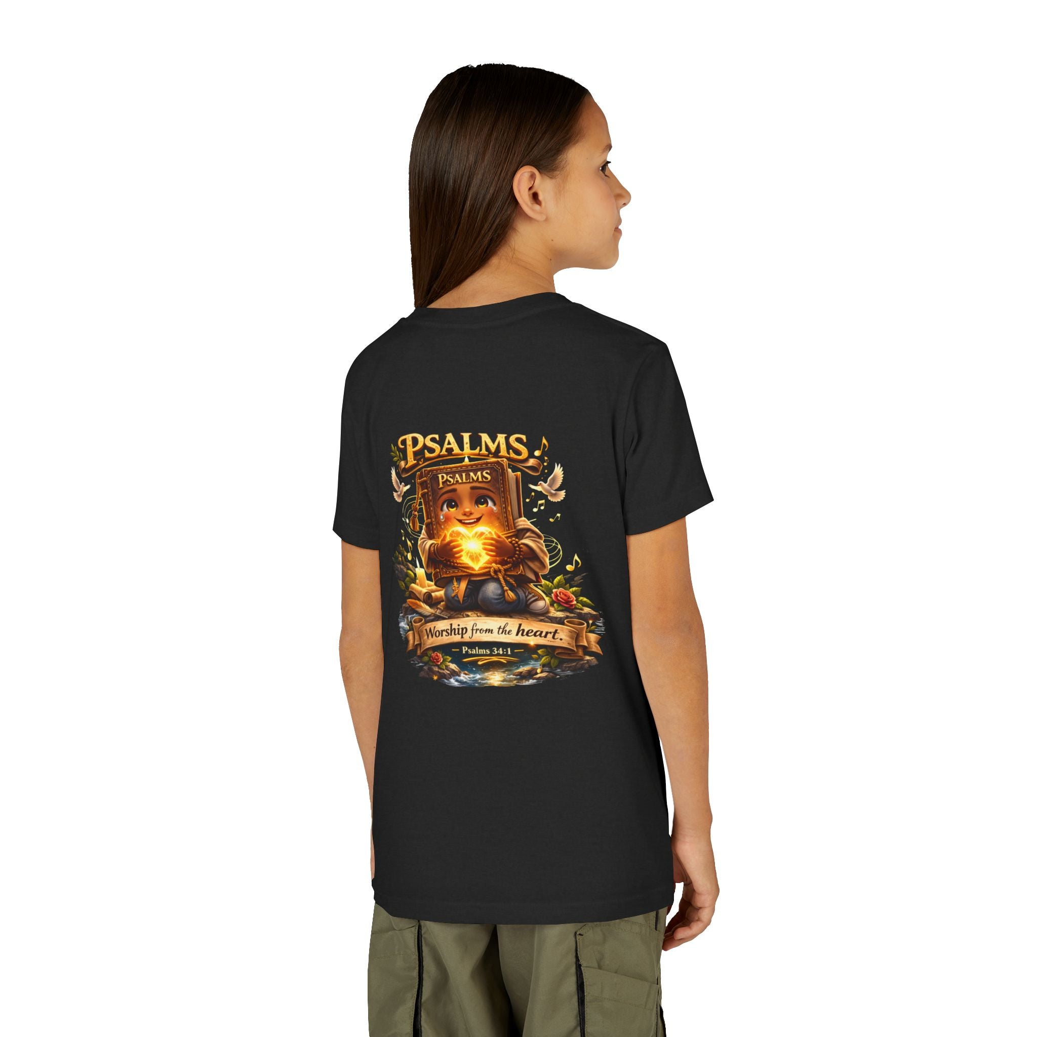 Praise Him Psalms 34:1 Youth T-Shirt | Christian Kids Faith Tee | Inspirational Youth Apparel