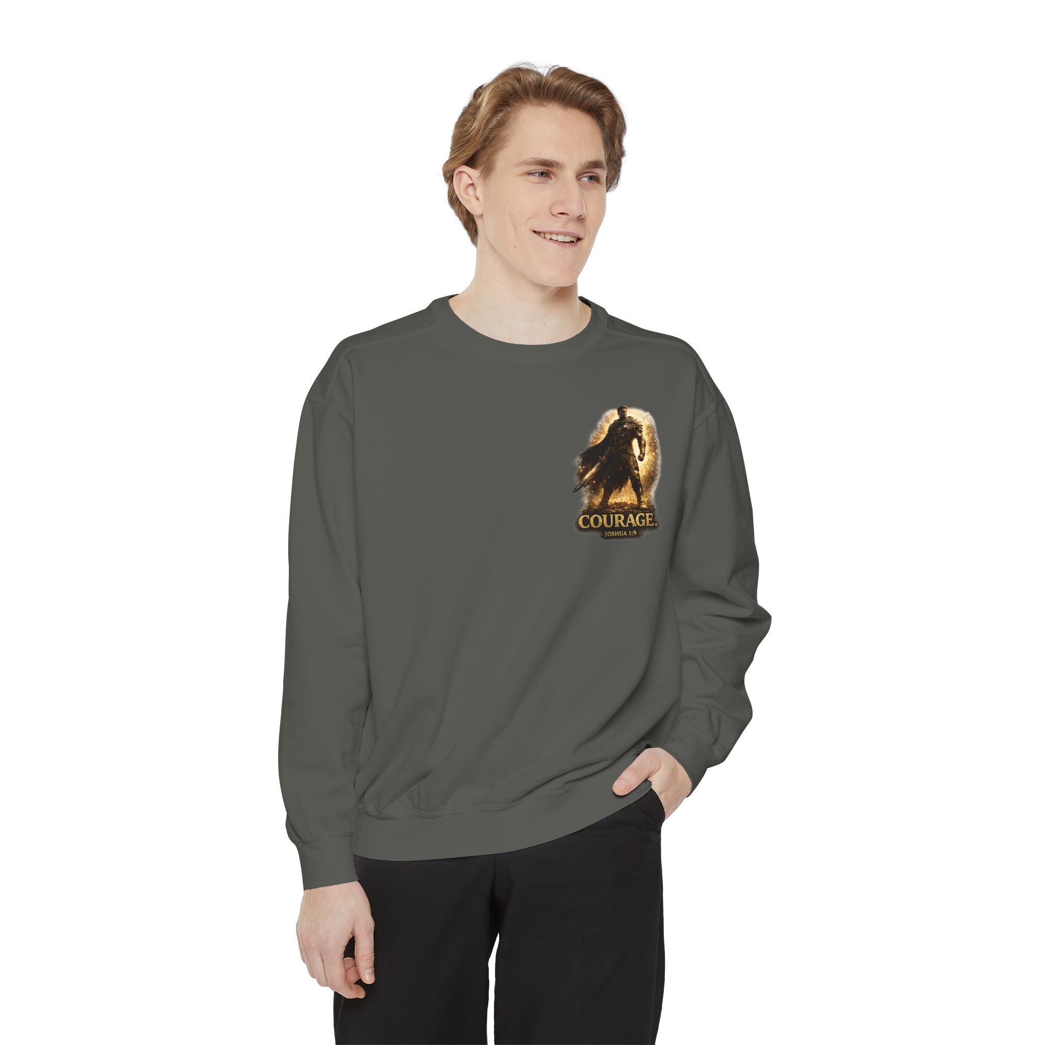 Joshua Courage Sweatshirt | Be Strong and Courageous Christian Crewneck | Inspirational Faith Apparel