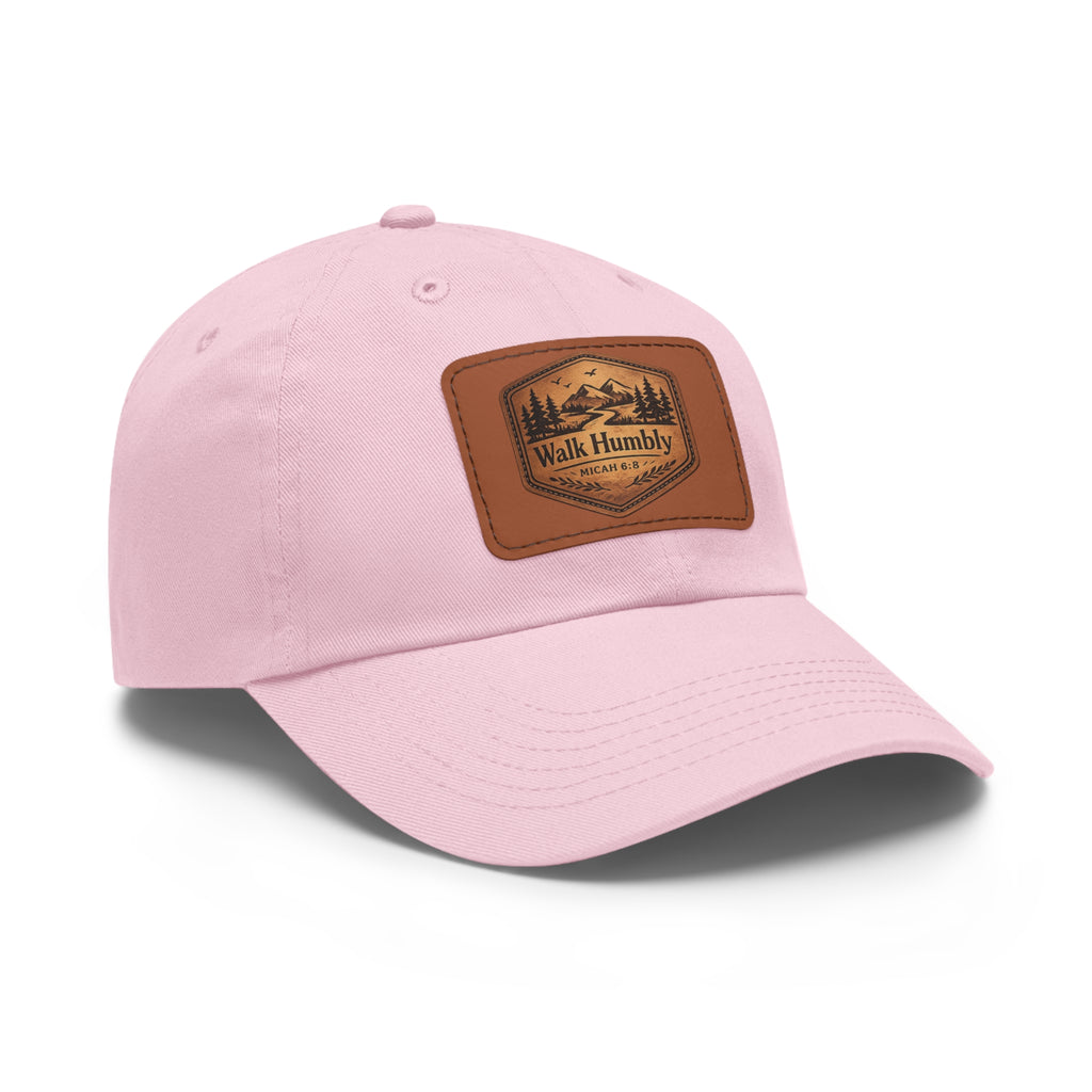 Walk Humbly Leather Patch Dad Hat | Micah 6:8 Christian Outdoor Cap | Faith Freedom Creations