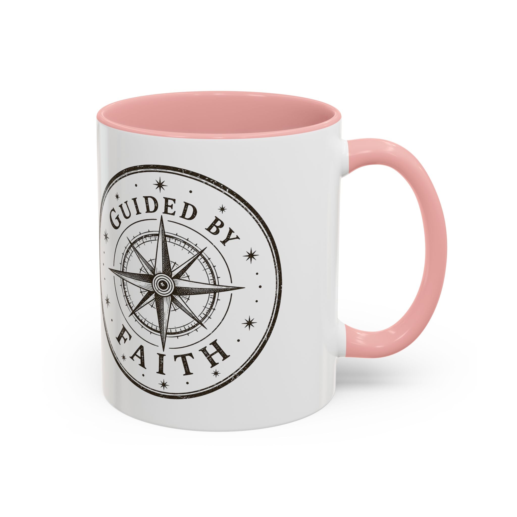 Guided by Faith Compass Coffee Mug | Inspirational Christian Accent Mug | Faith Freedom Creations