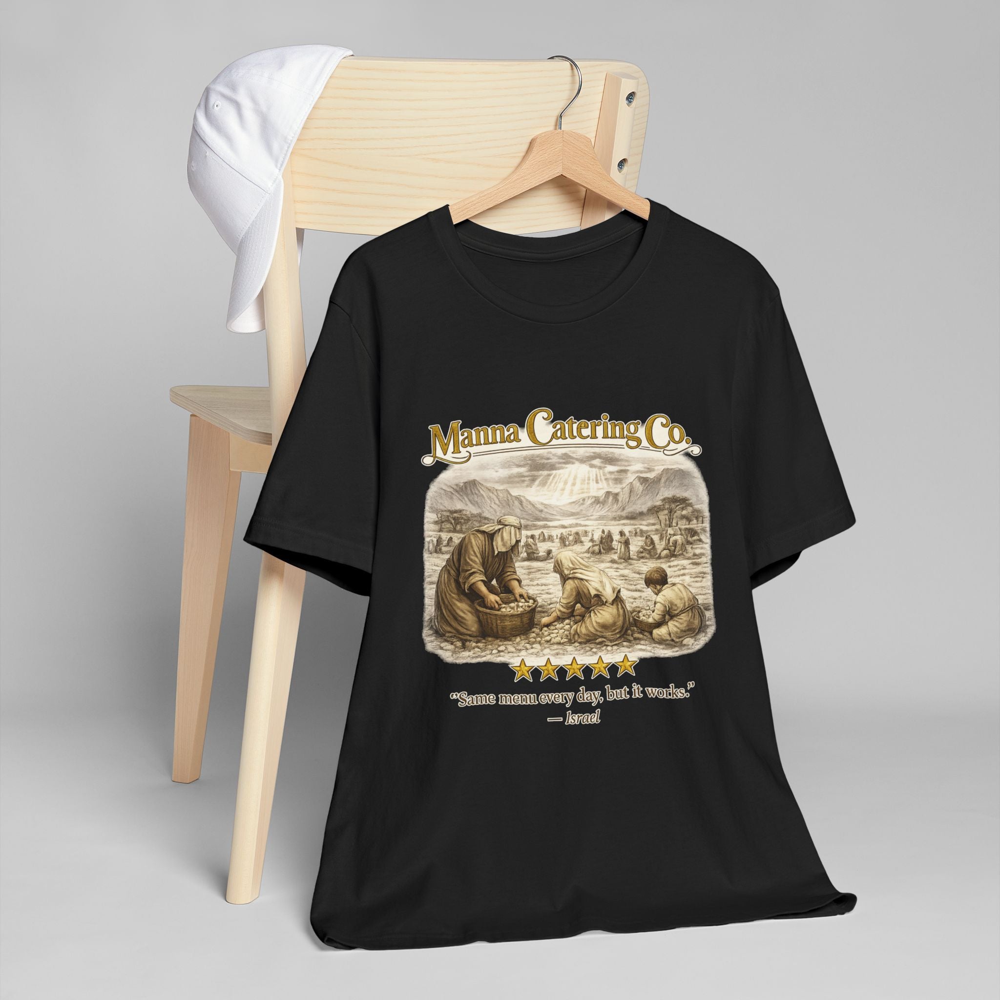 “Same Menu Every Day, But It Works” – Vintage Graphic T-Shirt| Five-Star Faith Series